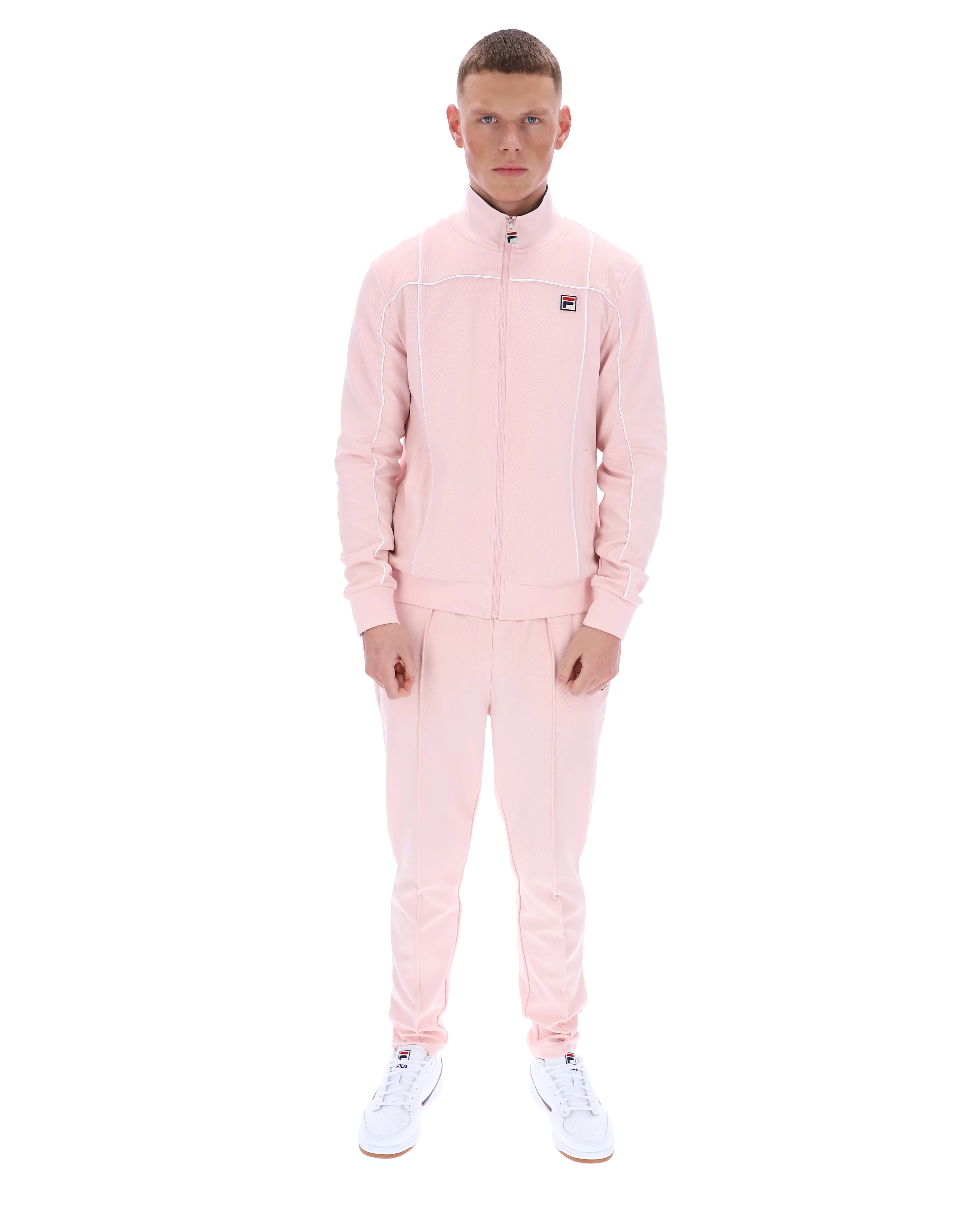 Pale Pink Armando Contrasting Piping Track Top - Image 4