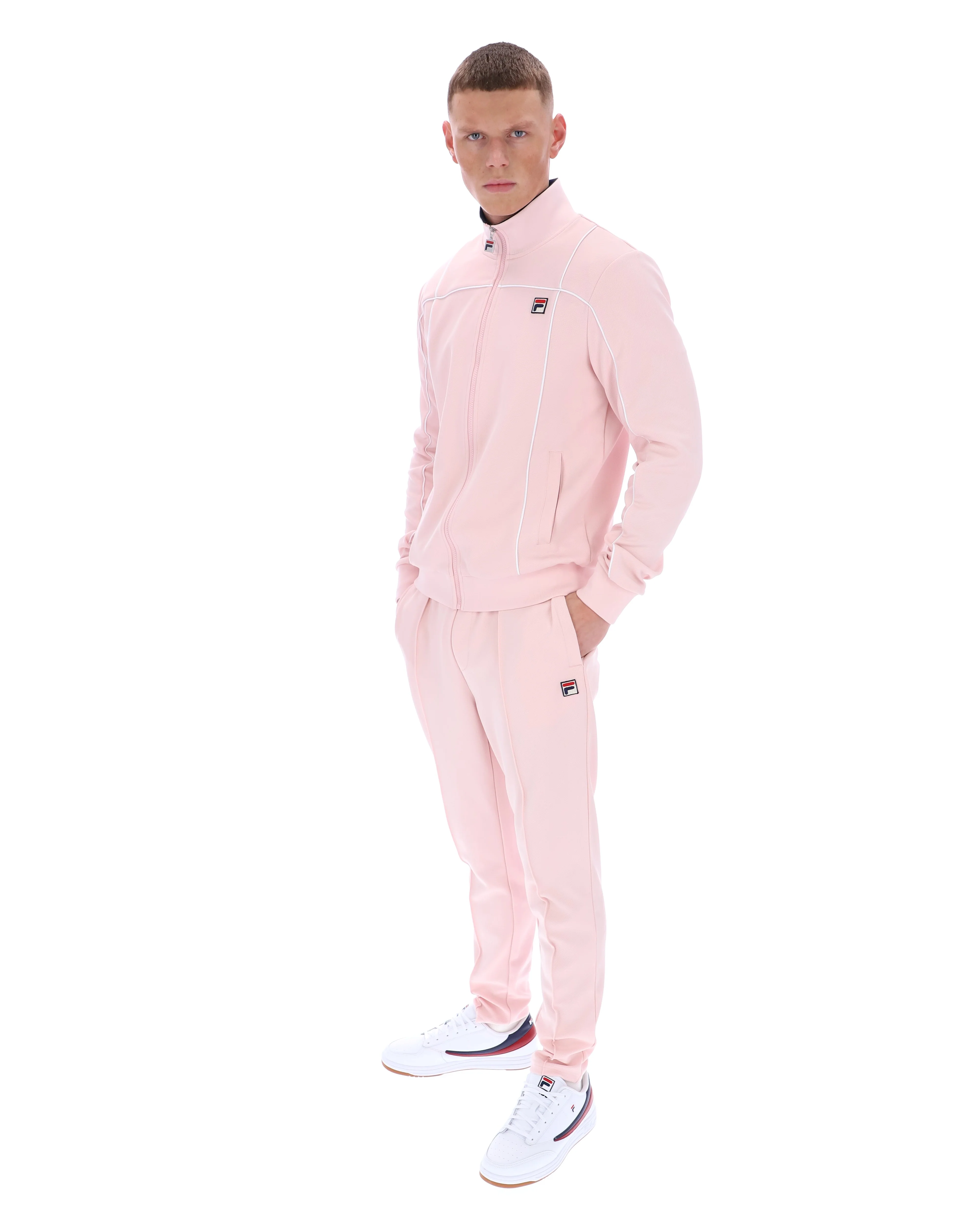 Pale Pink Armando Contrasting Piping Track Top - Image 5