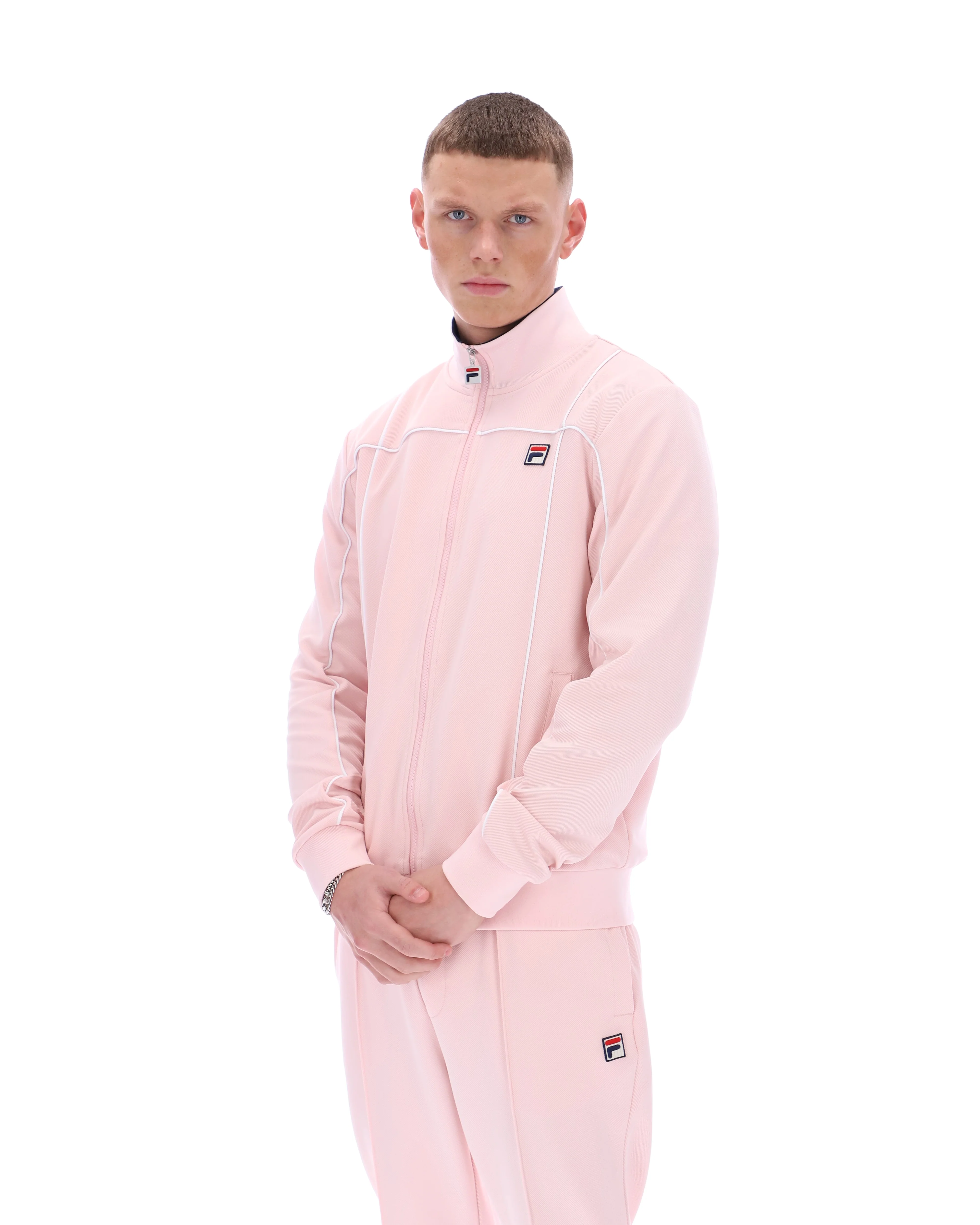 Pale Pink Armando Contrasting Piping Track Top - Image 7