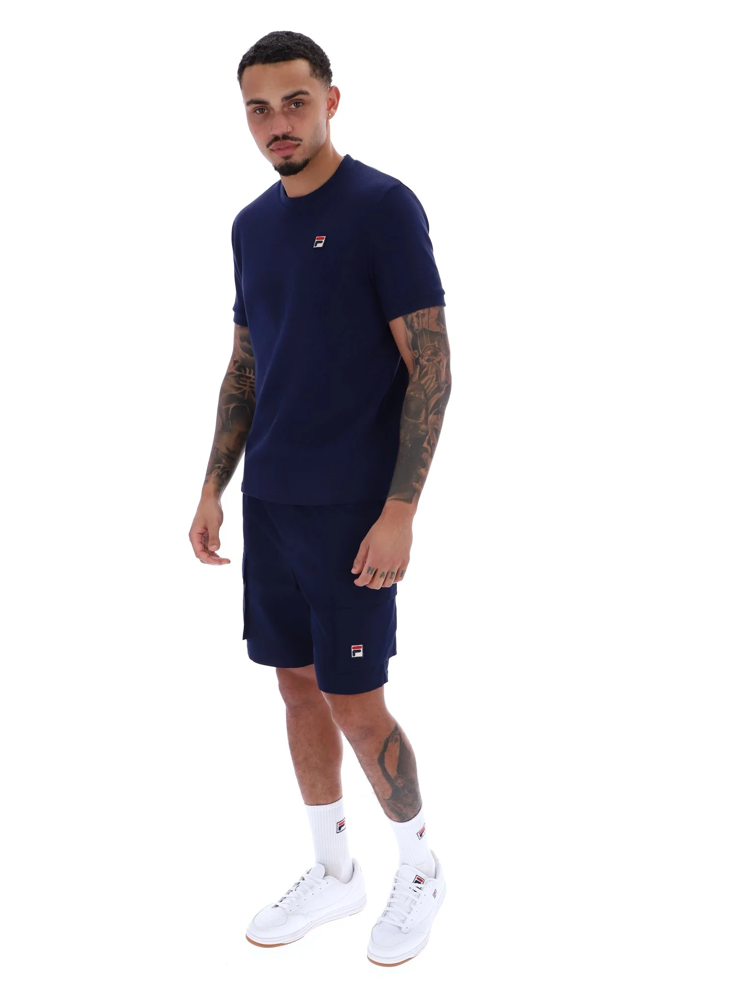 Fila Navy Ash Micro Waffle Ringer T-Shirt - Image 3