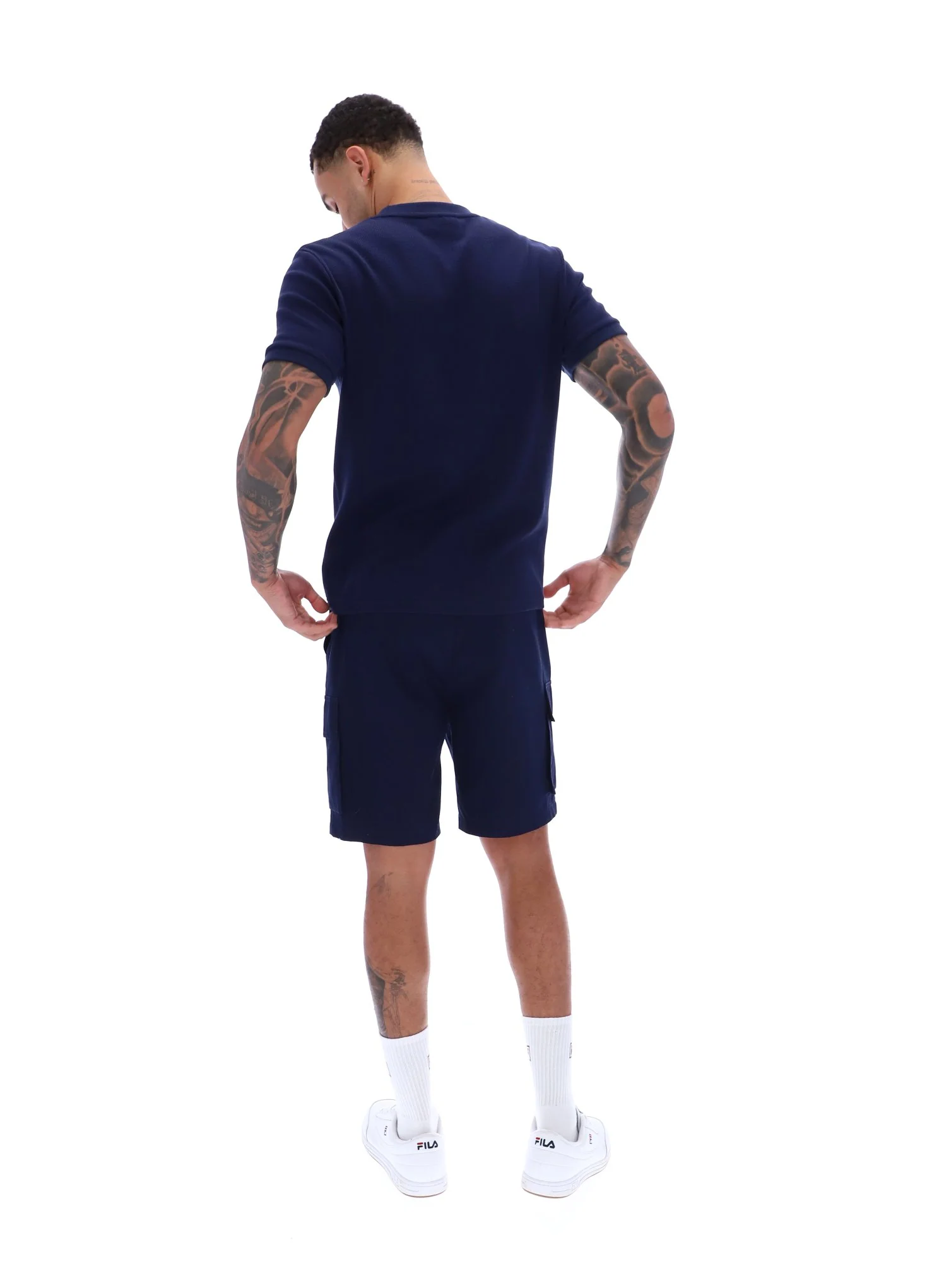 Fila Navy Ash Micro Waffle Ringer T-Shirt - Image 5