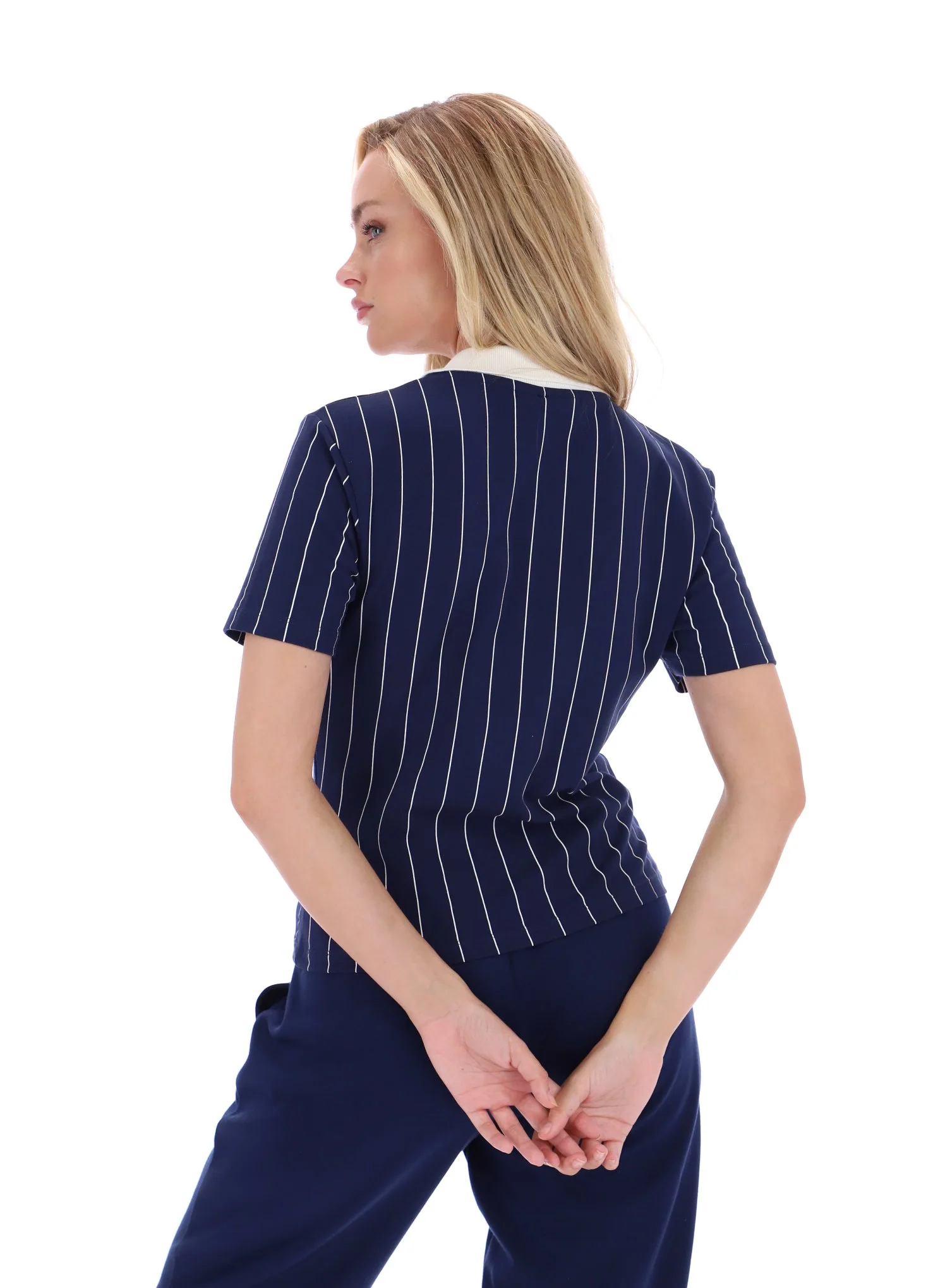 Fila Navy Bai Fitted BB1 Pinstripe Polo - Image 8