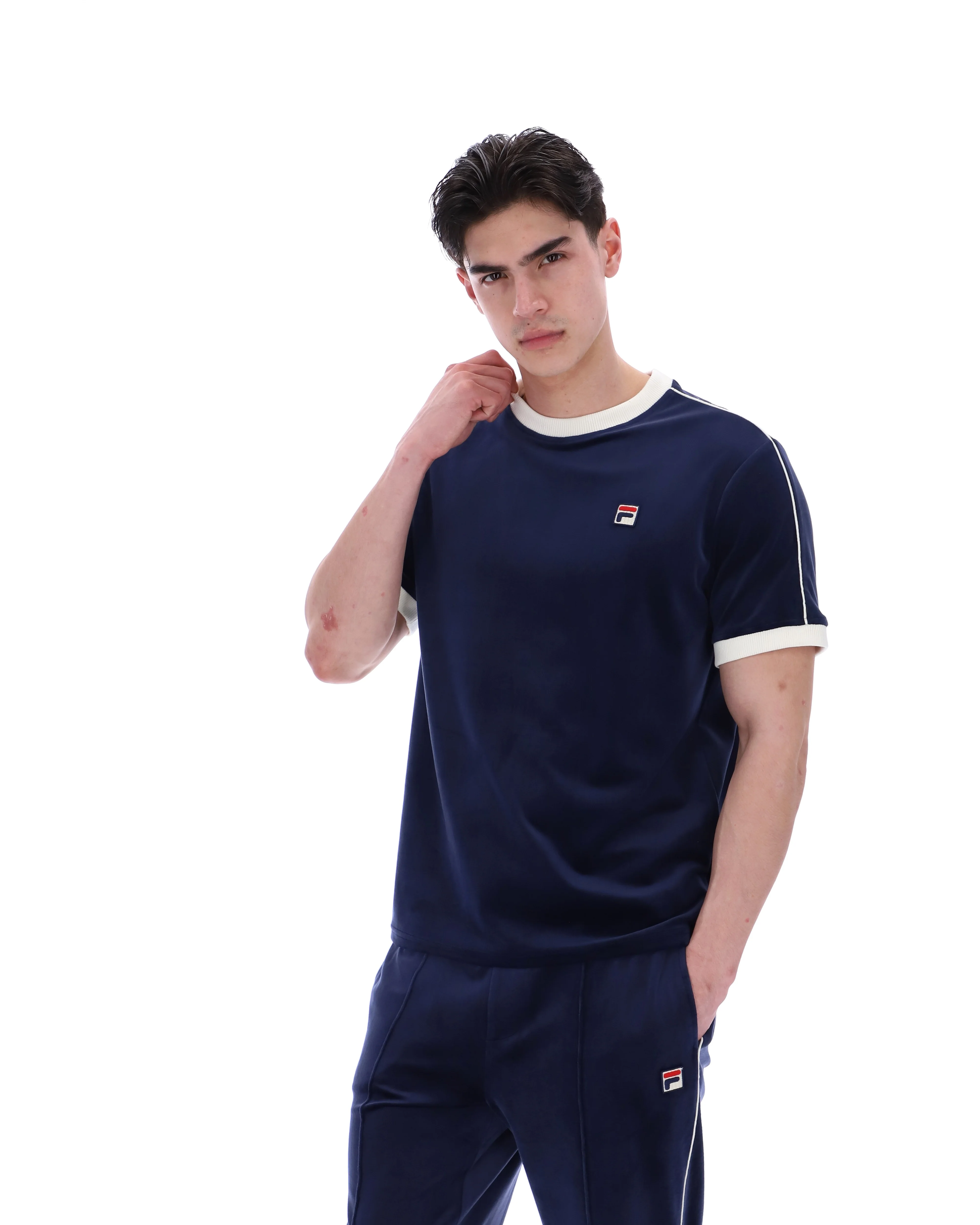 Fila Navy Basilio Velour Tee - Image 3