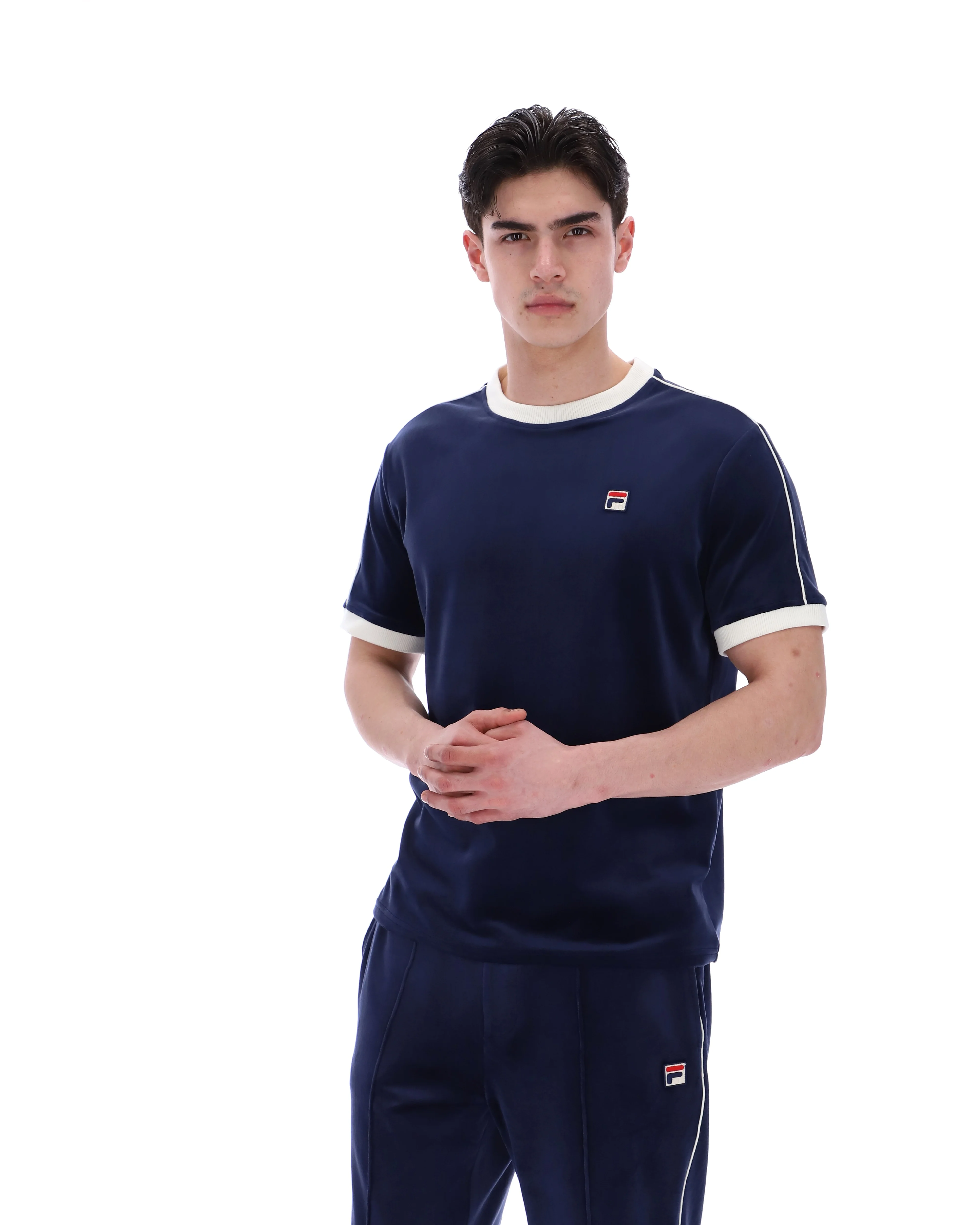 Fila Navy Basilio Velour Tee - Image 6
