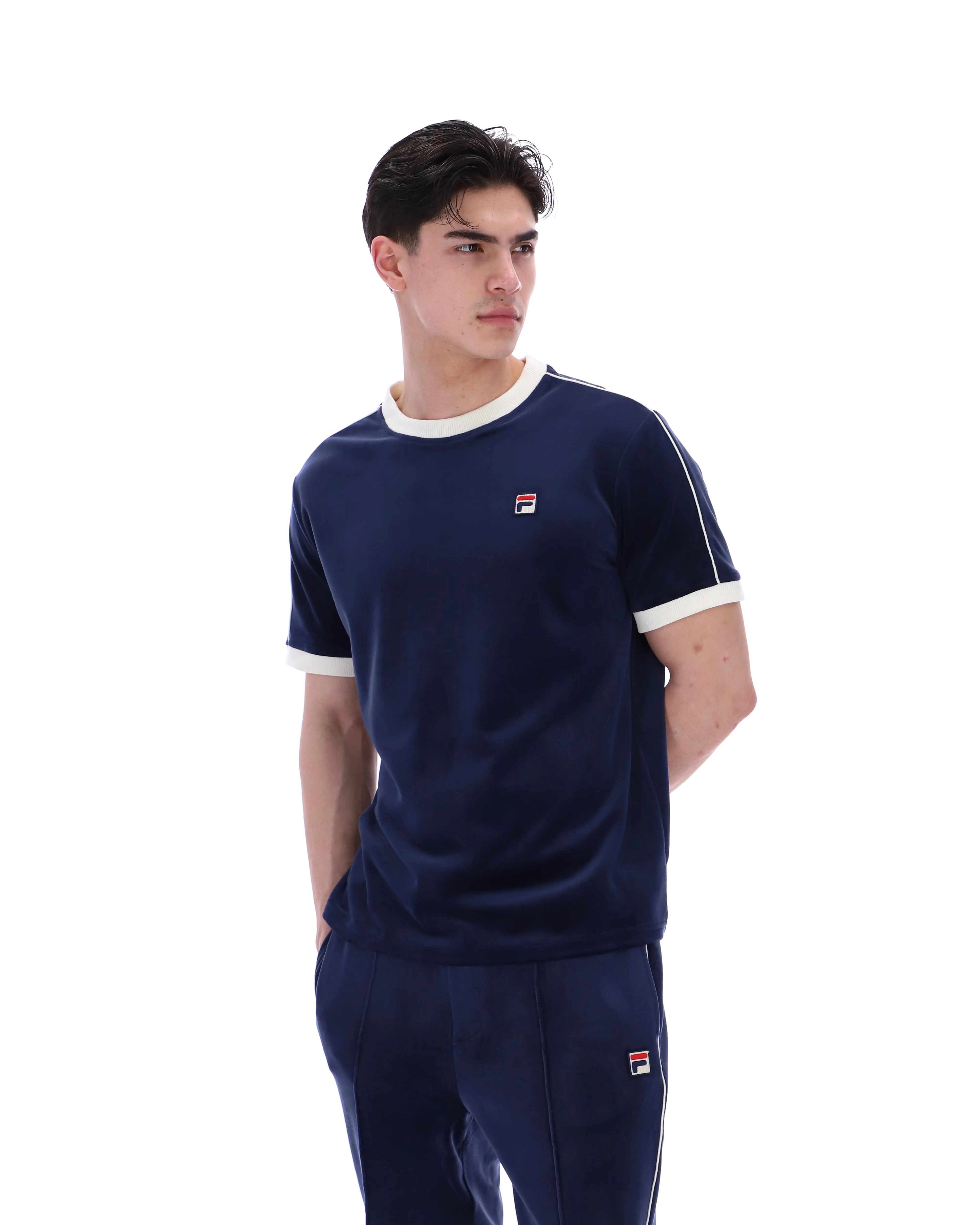 Fila Navy Basilio Velour Tee - Image 7