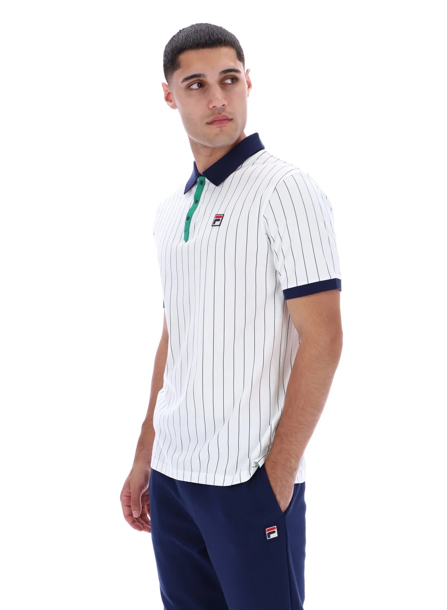 White BB1 Classic Vintage Striped Polo - Image 3