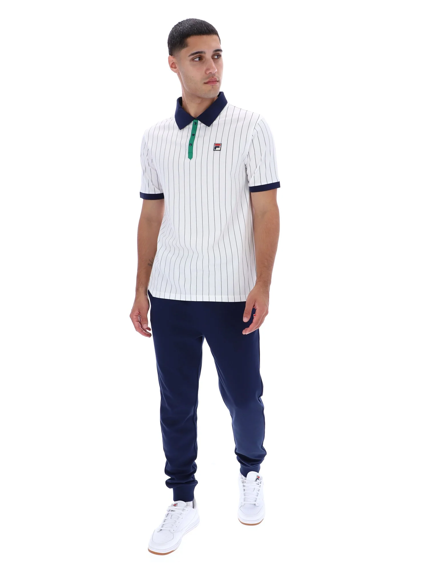 White BB1 Classic Vintage Striped Polo - Image 4