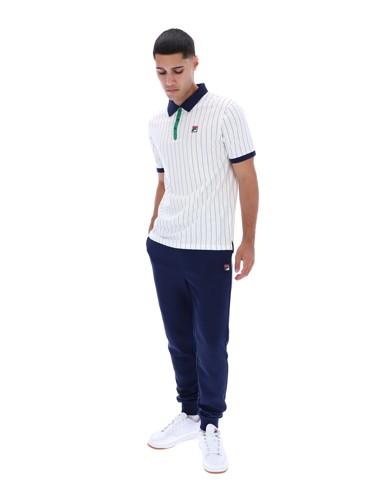 White BB1 Classic Vintage Striped Polo - Image 5