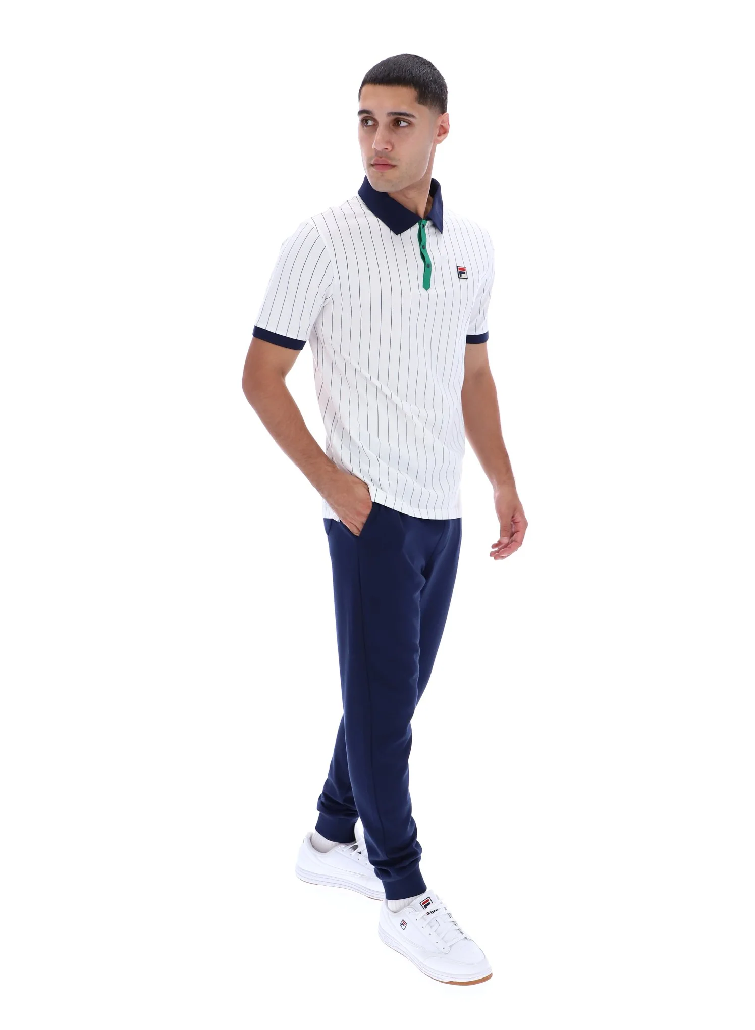 White BB1 Classic Vintage Striped Polo - Image 6
