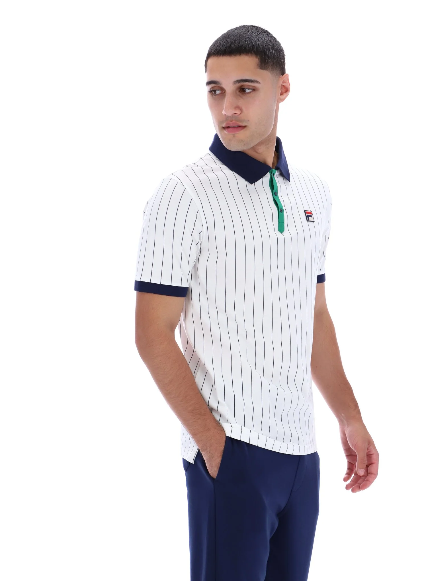 White BB1 Classic Vintage Striped Polo - Image 7
