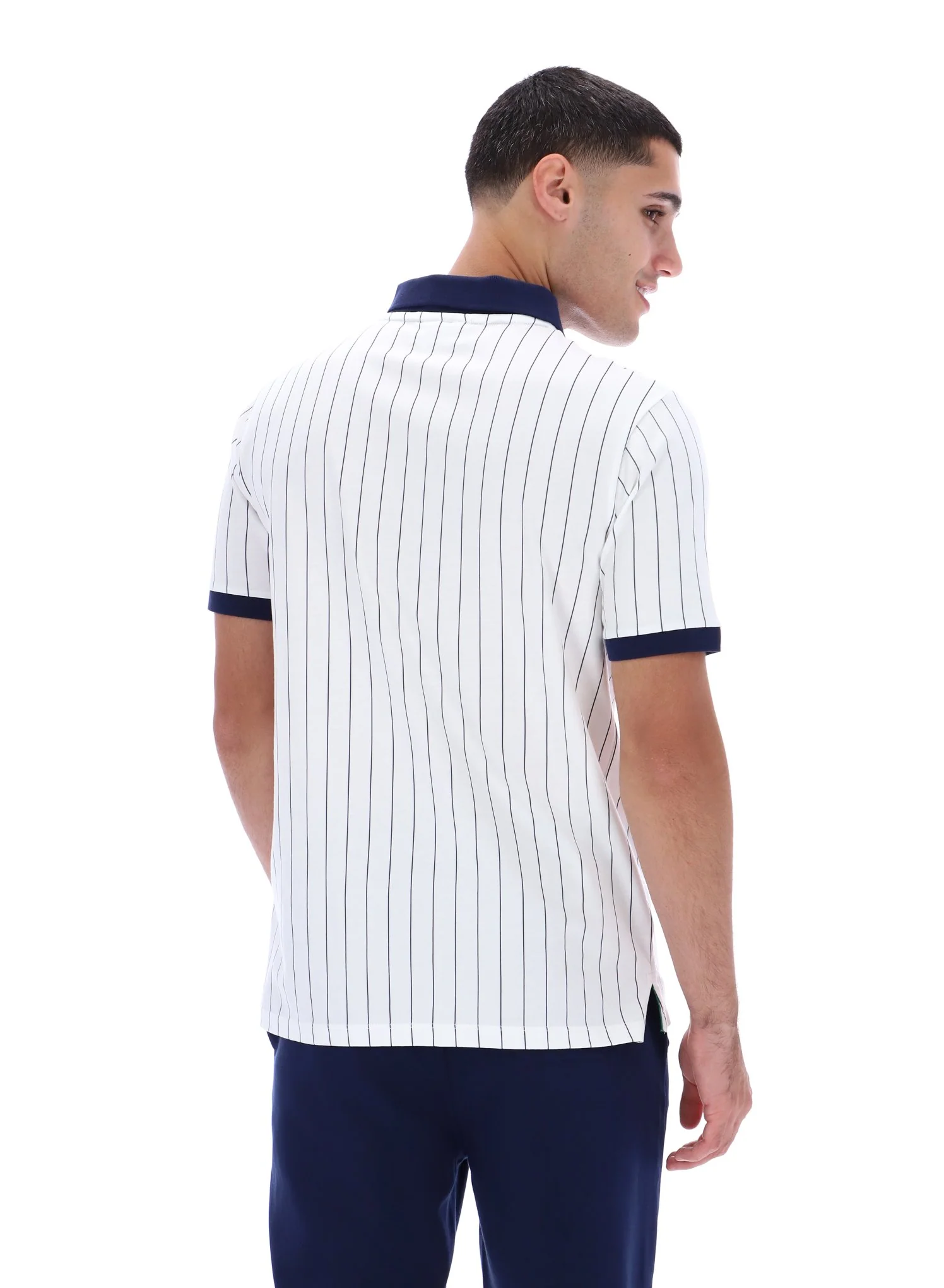 White BB1 Classic Vintage Striped Polo - Image 8