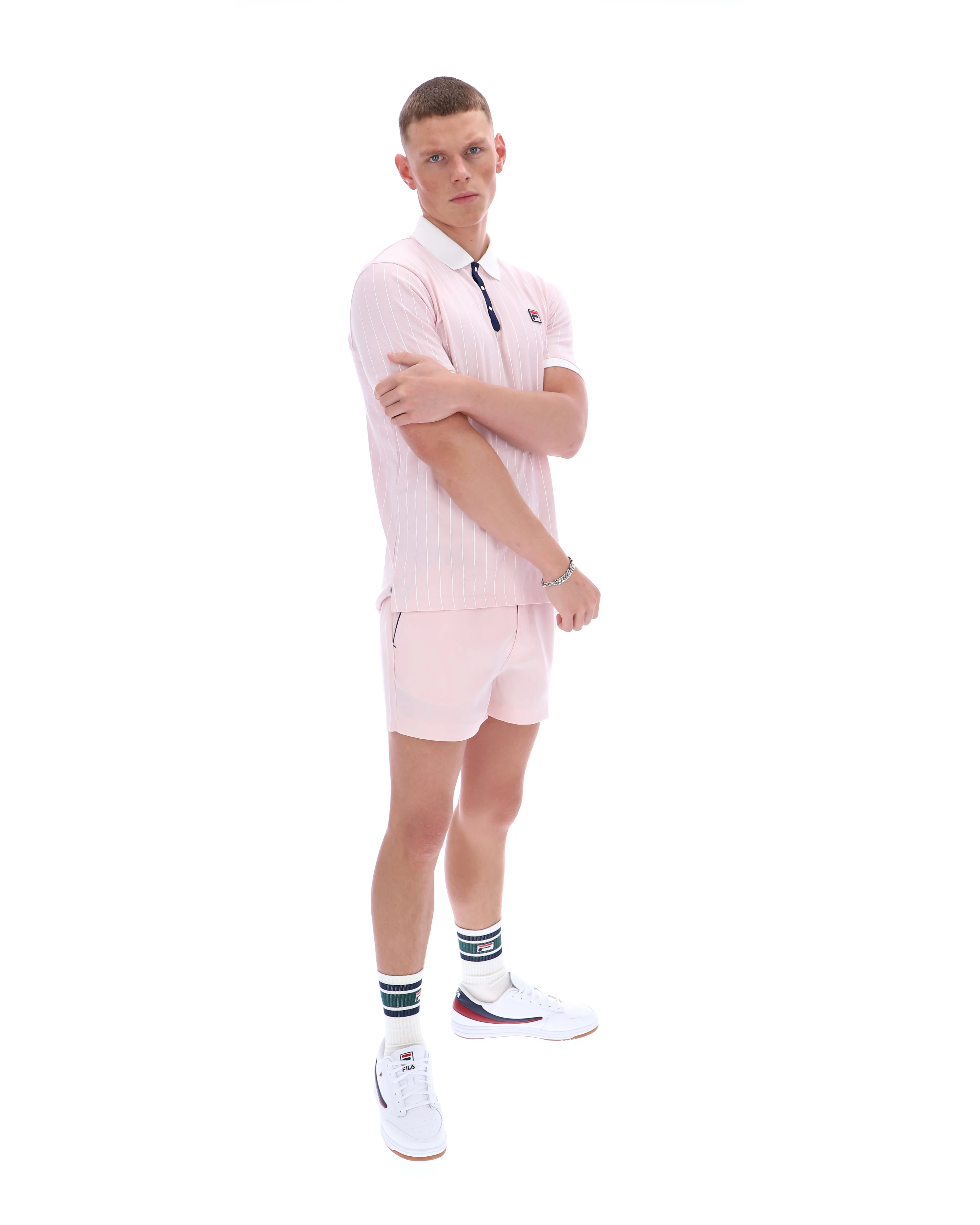 Pale Pink BB1 Classic Vintage Striped Polo - Image 3