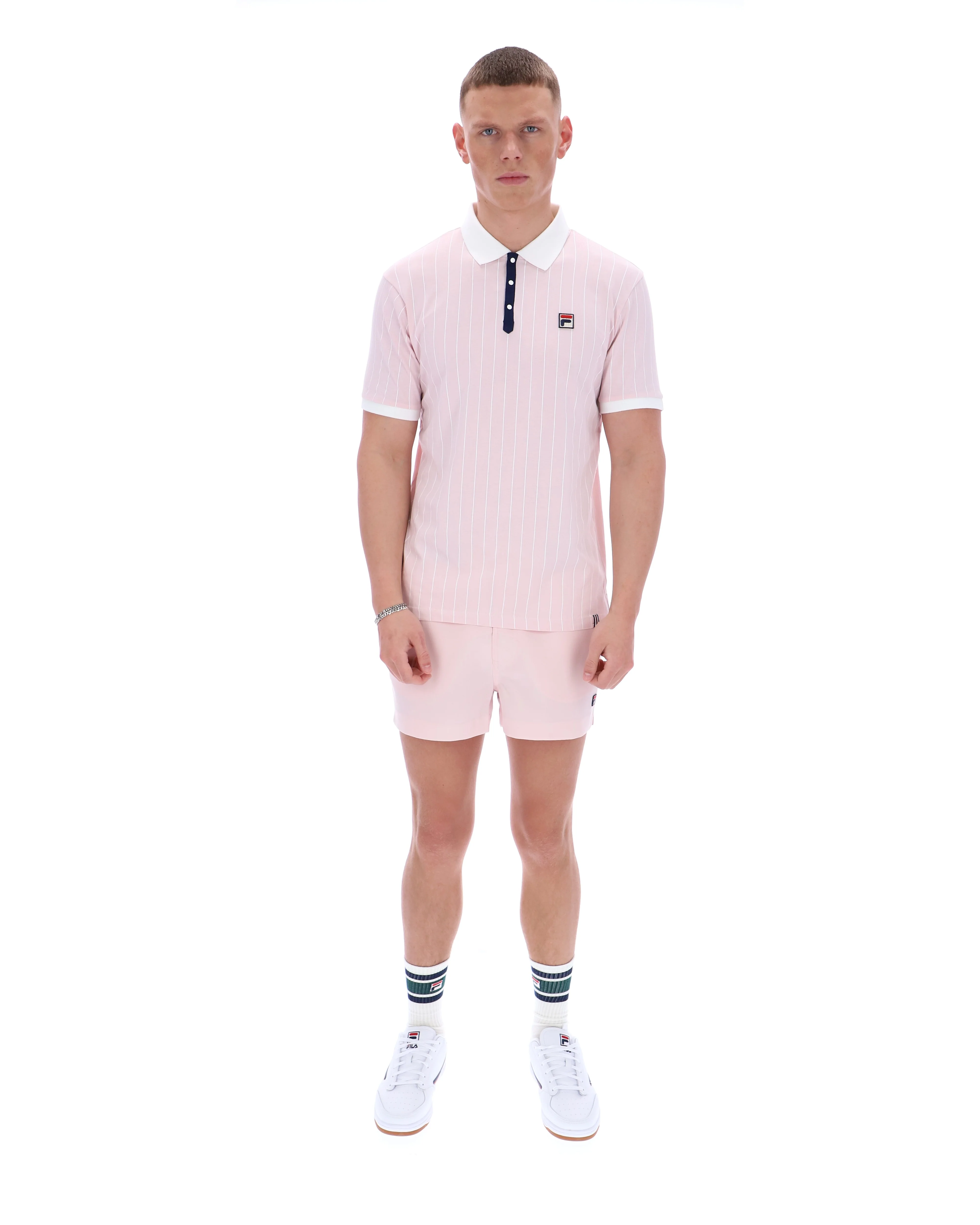 Pale Pink BB1 Classic Vintage Striped Polo - Image 4