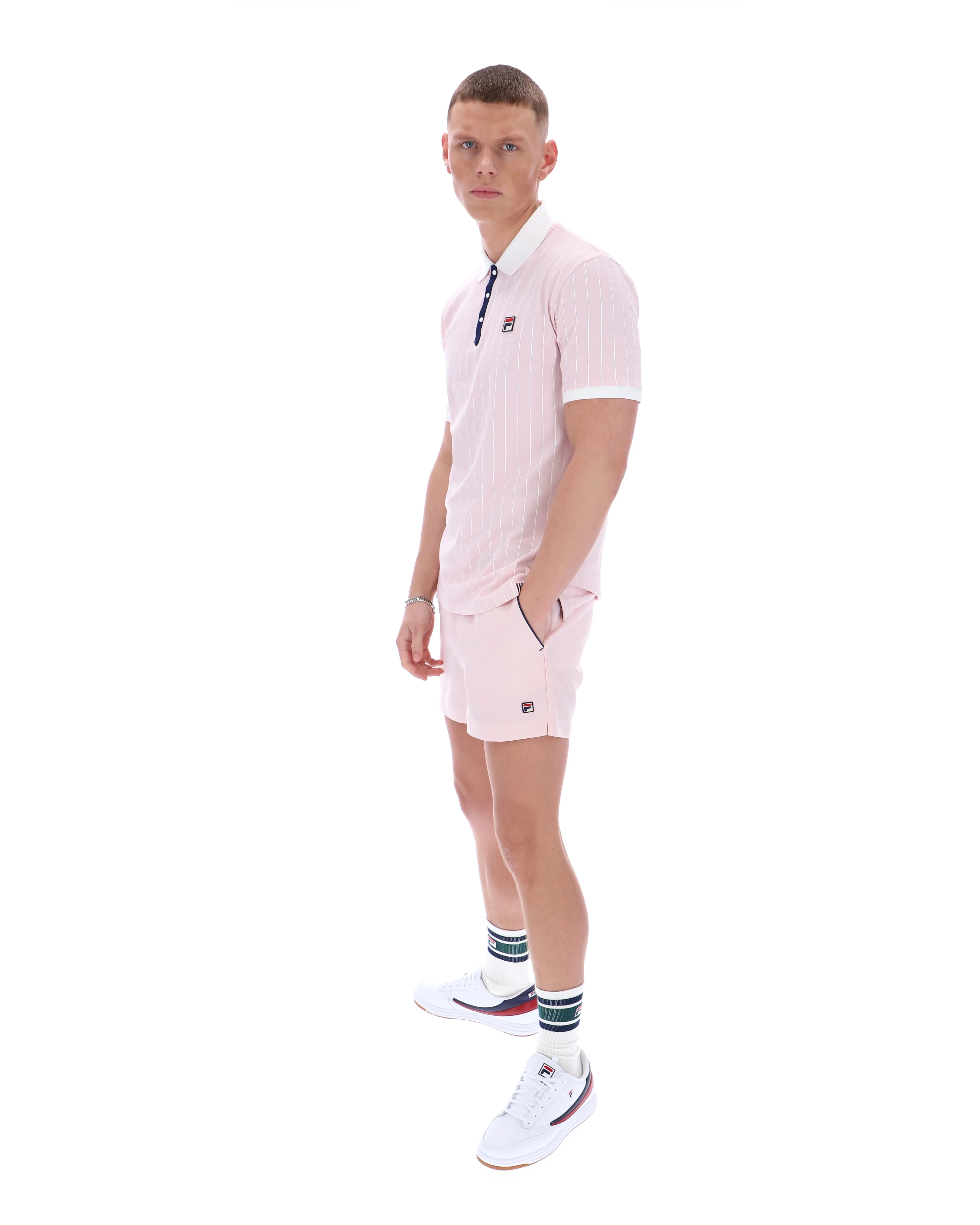 Pale Pink BB1 Classic Vintage Striped Polo - Image 5
