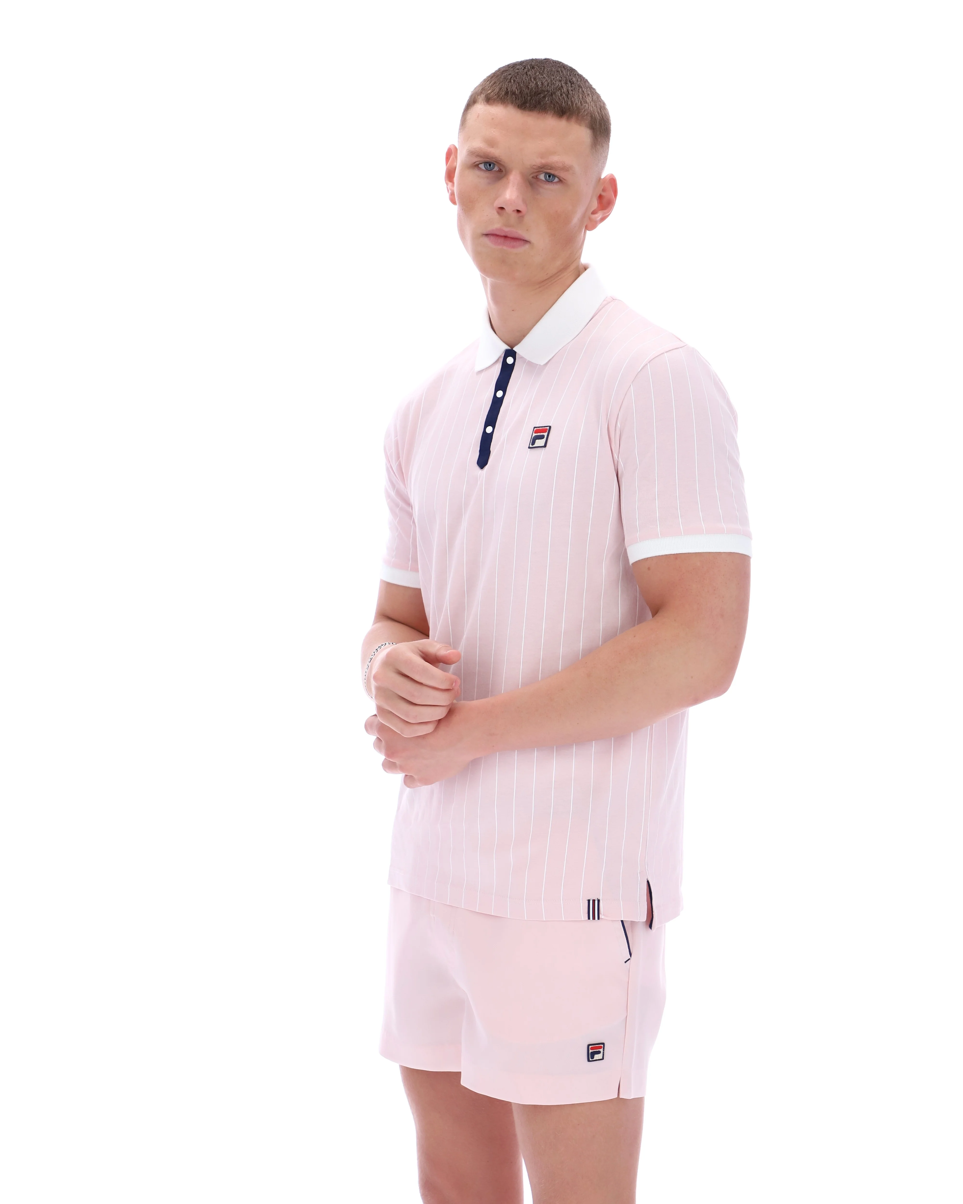 Pale Pink BB1 Classic Vintage Striped Polo - Image 7