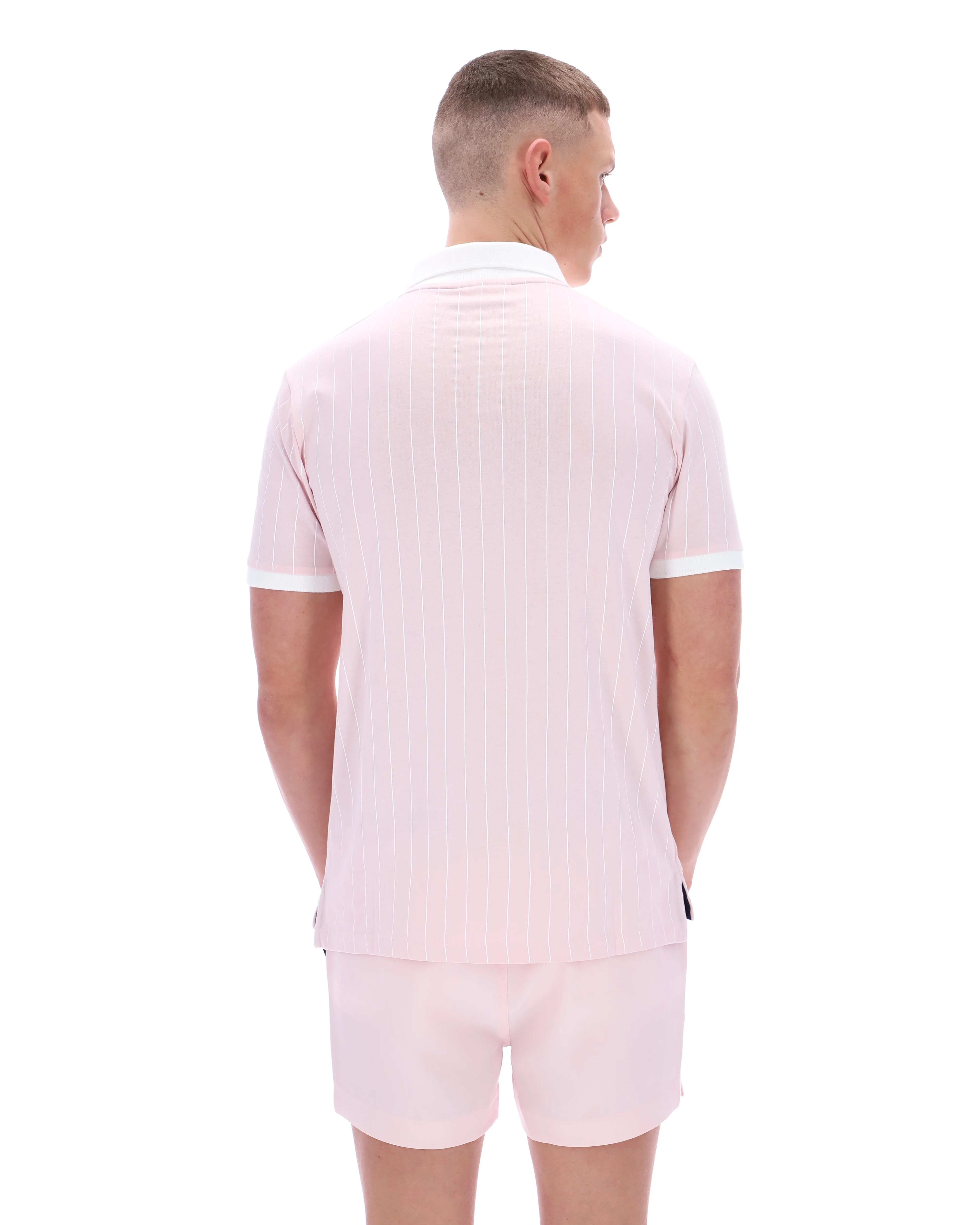 Pale Pink BB1 Classic Vintage Striped Polo - Image 8
