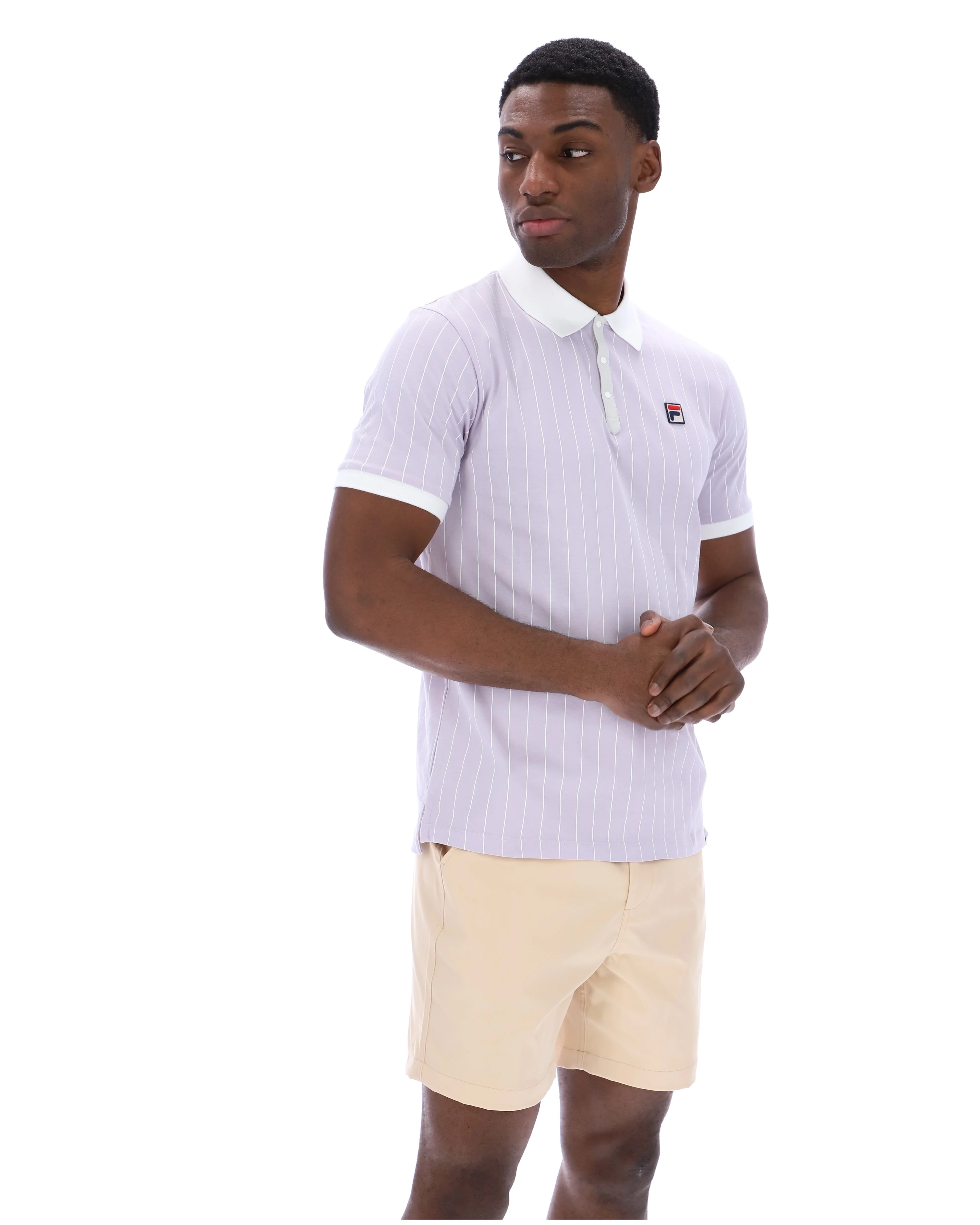 Misty Lilac BB1 Classic Vintage Striped Polo - Image 3