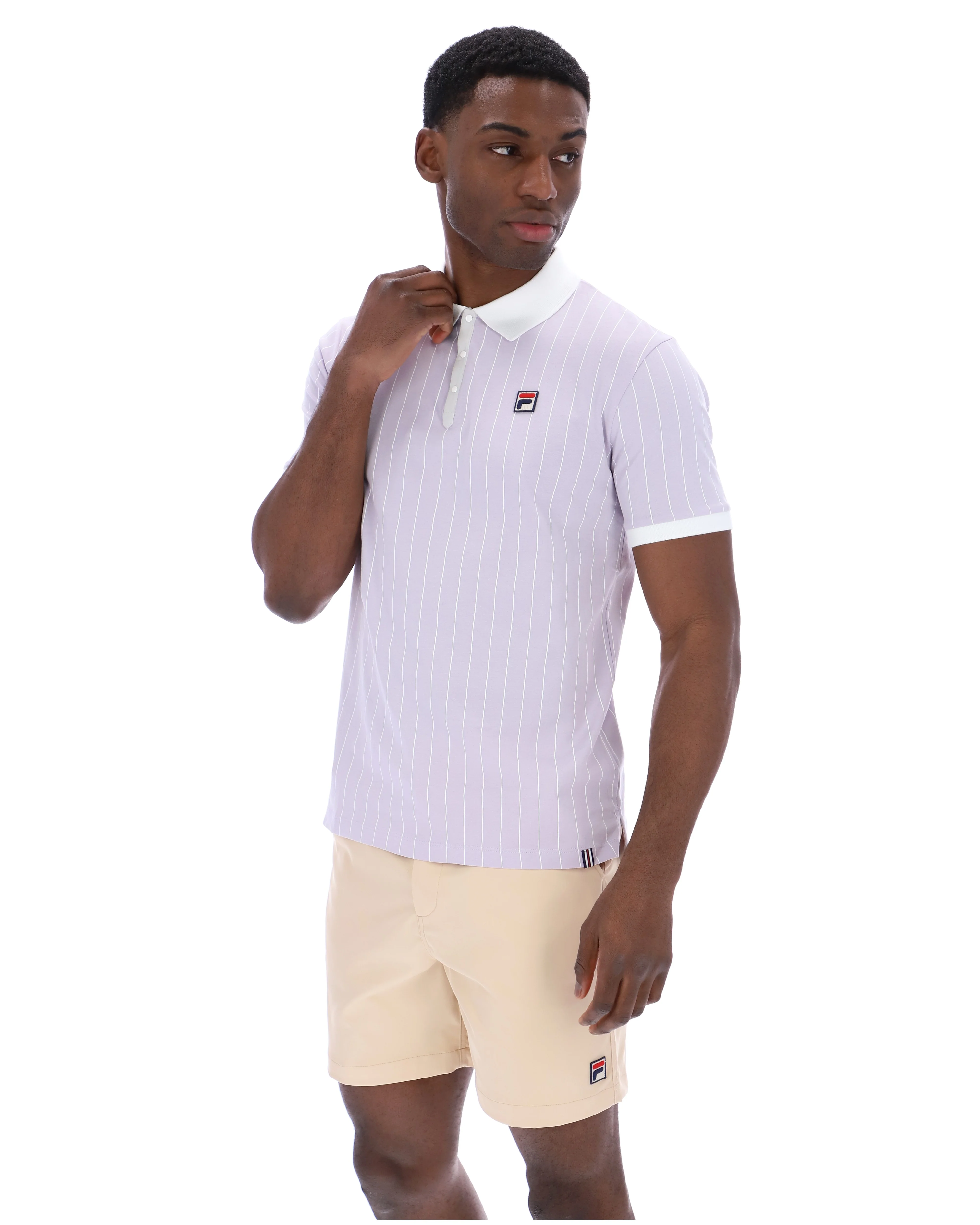 Misty Lilac BB1 Classic Vintage Striped Polo - Image 4