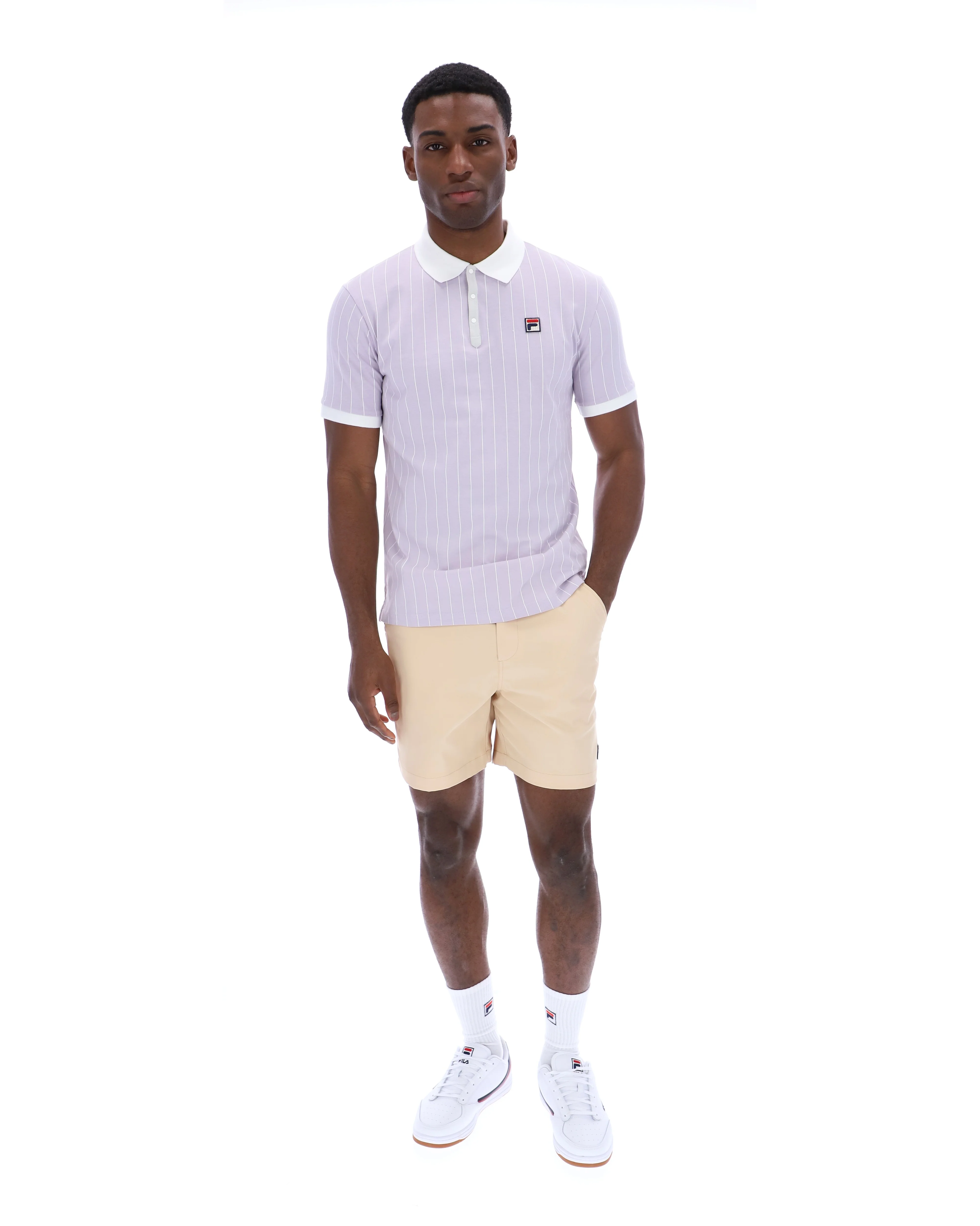 Misty Lilac BB1 Classic Vintage Striped Polo - Image 5