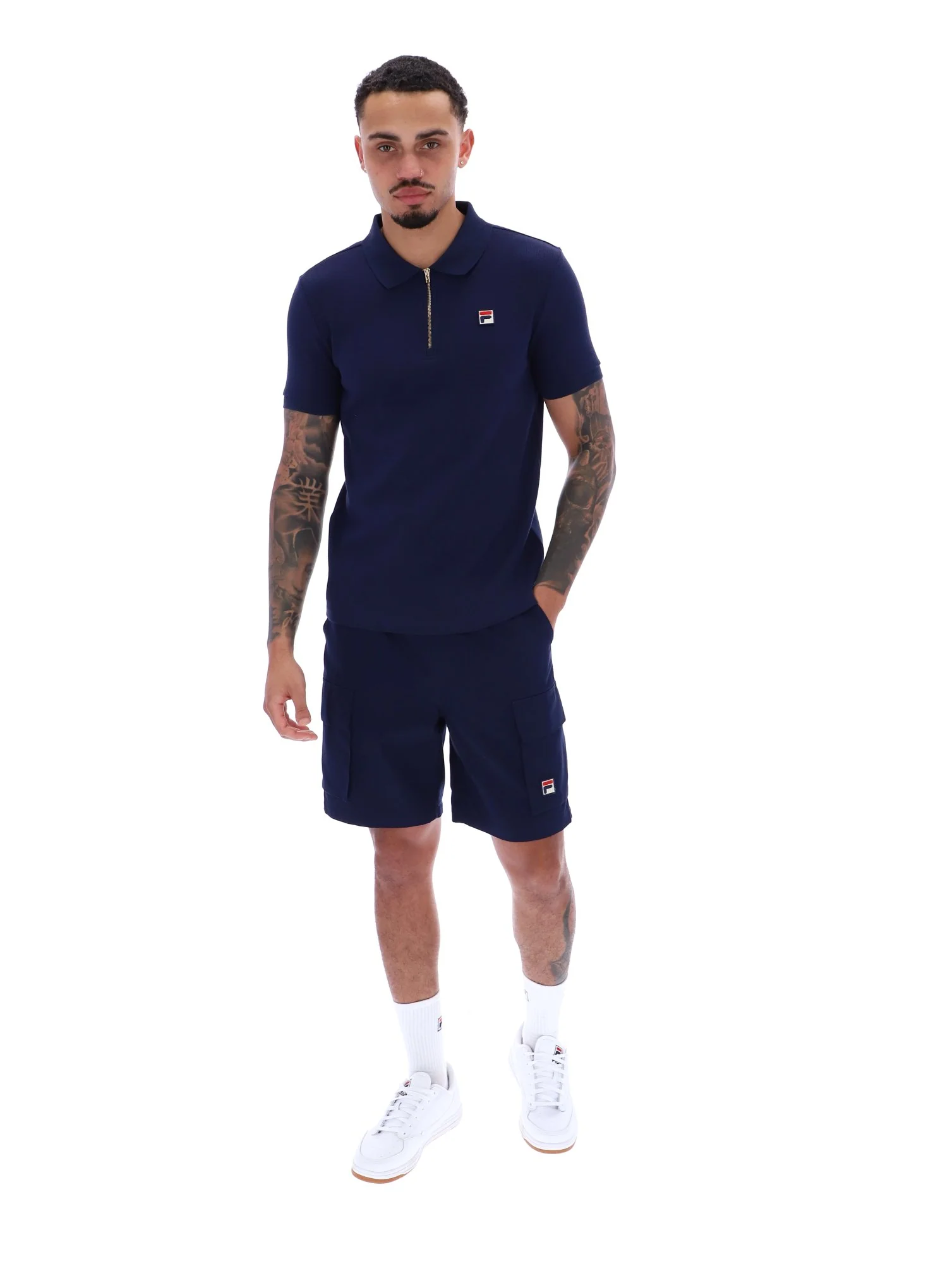 Fila Navy Benjamin Micro Waffle Polo - Image 3