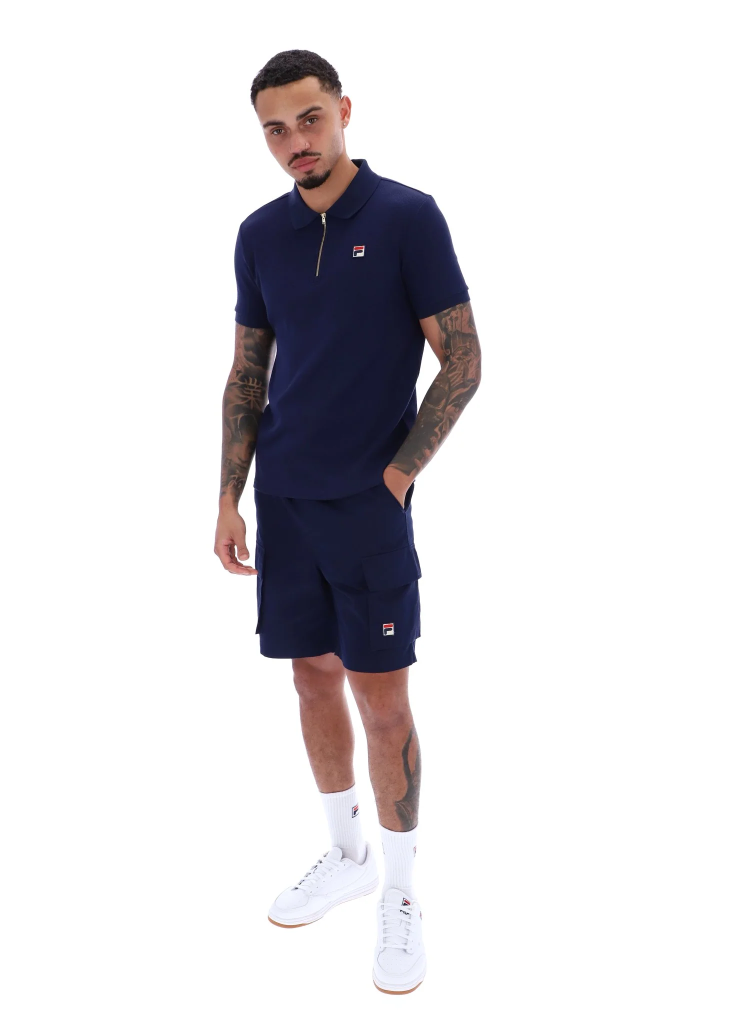 Fila Navy Benjamin Micro Waffle Polo - Image 4
