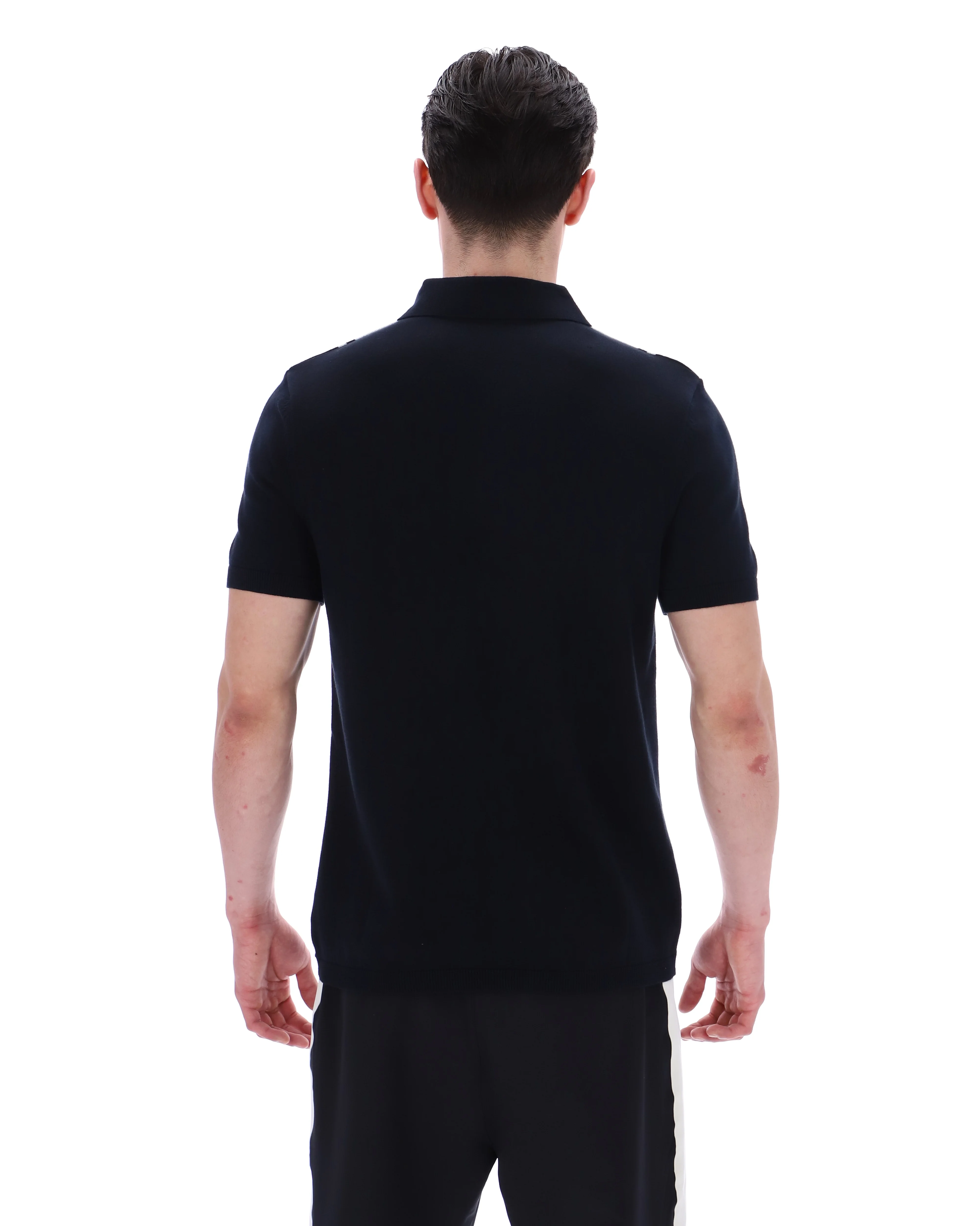Black Buddy Bowling Style Knitted Polo - Image 8
