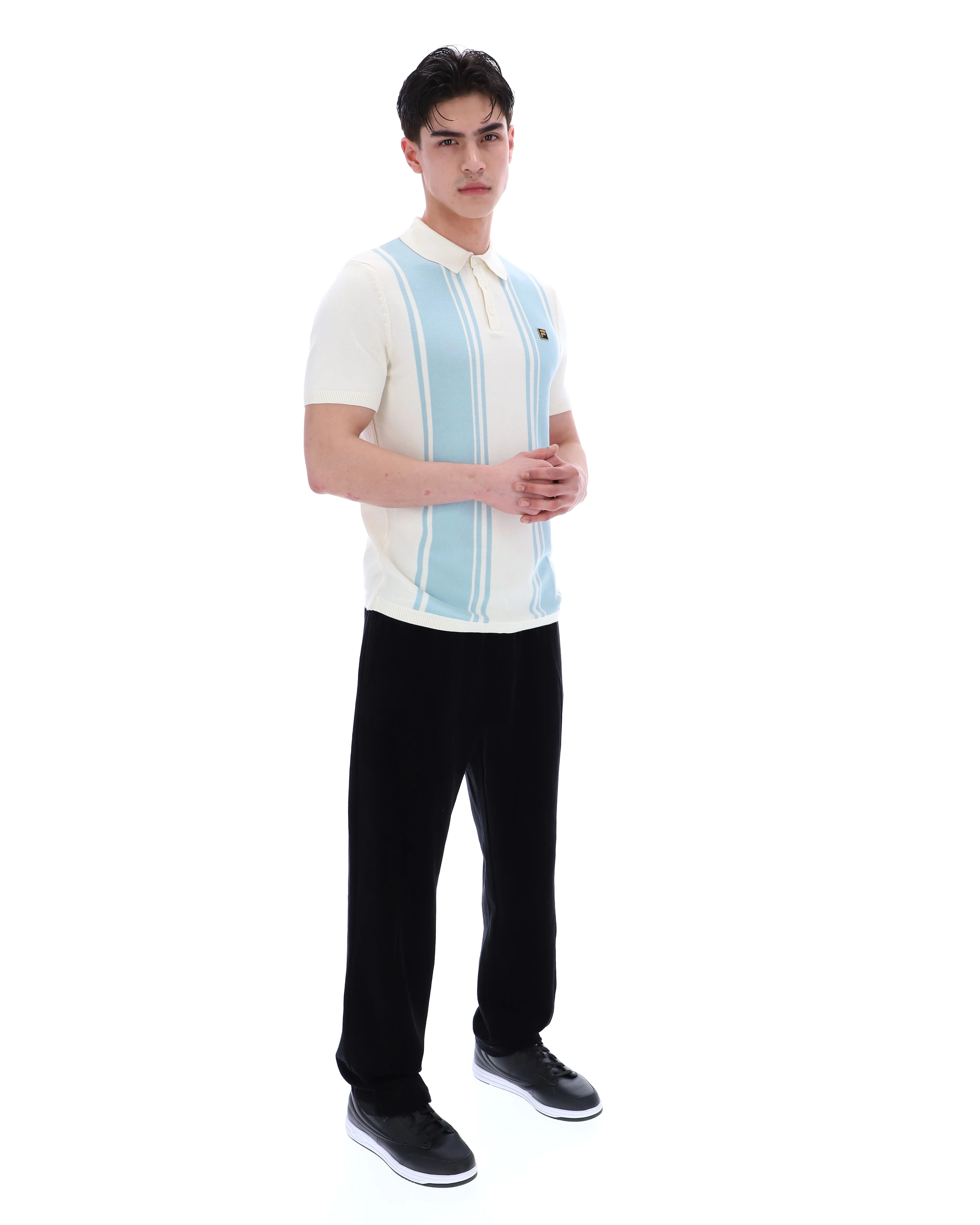 Sterling Blue Buddy Bowling Style Knitted Polo - Image 3