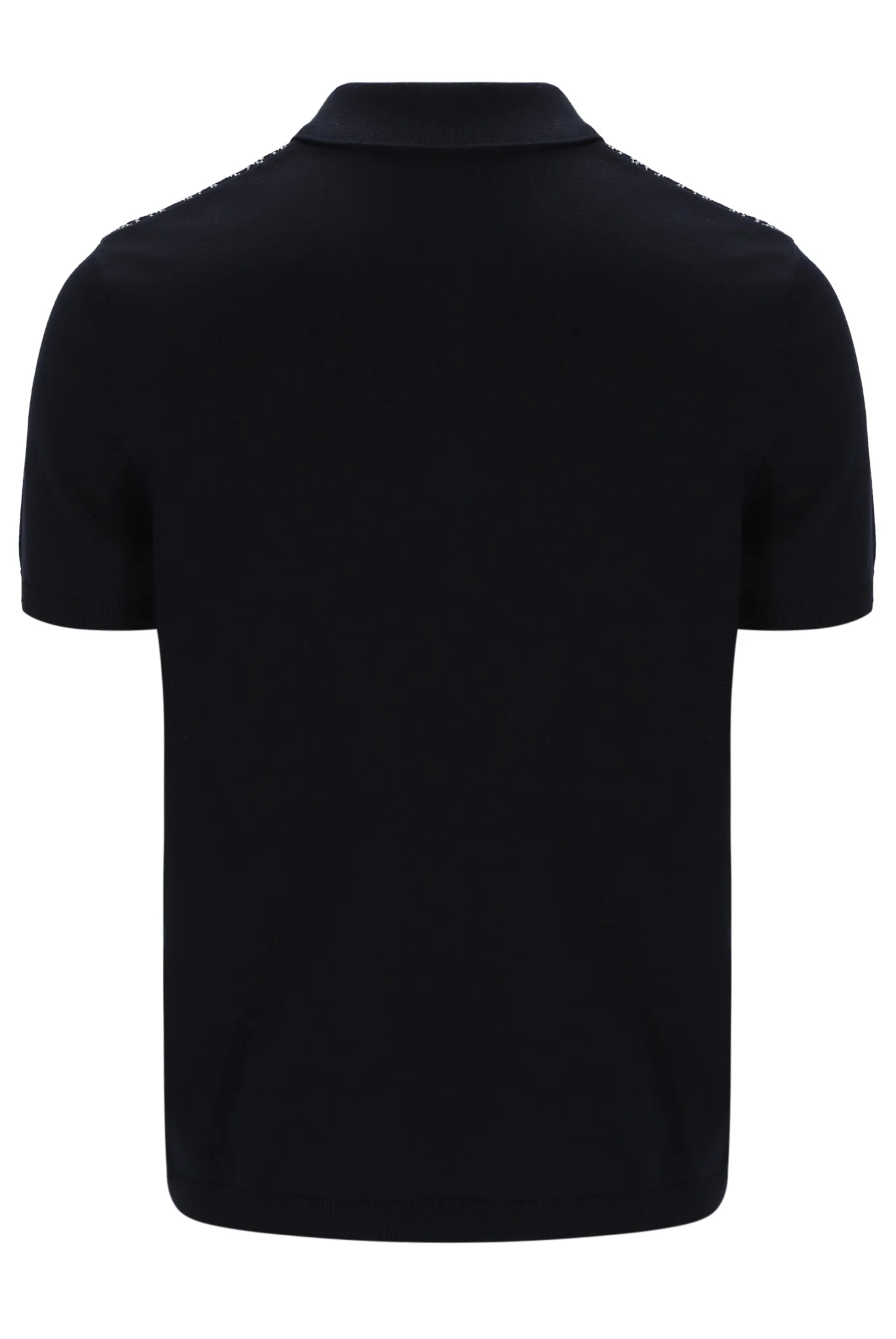 Black Castello Jacquard Knitted Polo with Zip - Image 9