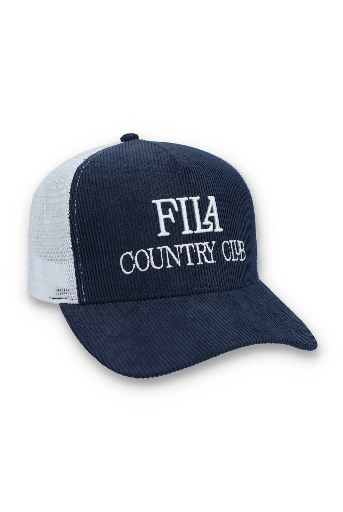 Fila Navy Cody Corduroy Mesh-Back Cap with Embroidered Graphic
