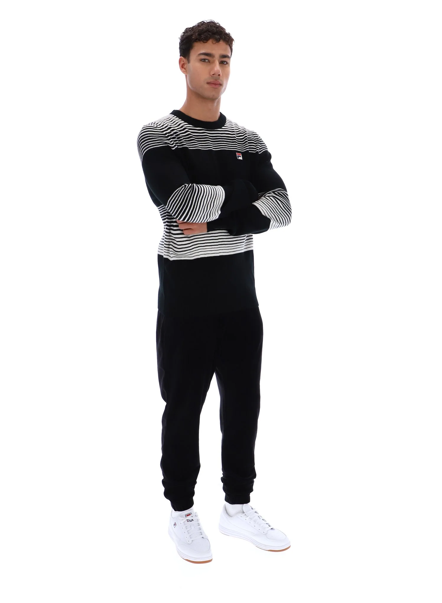 Black Connor Striped Knit Crew Neck - Image 5