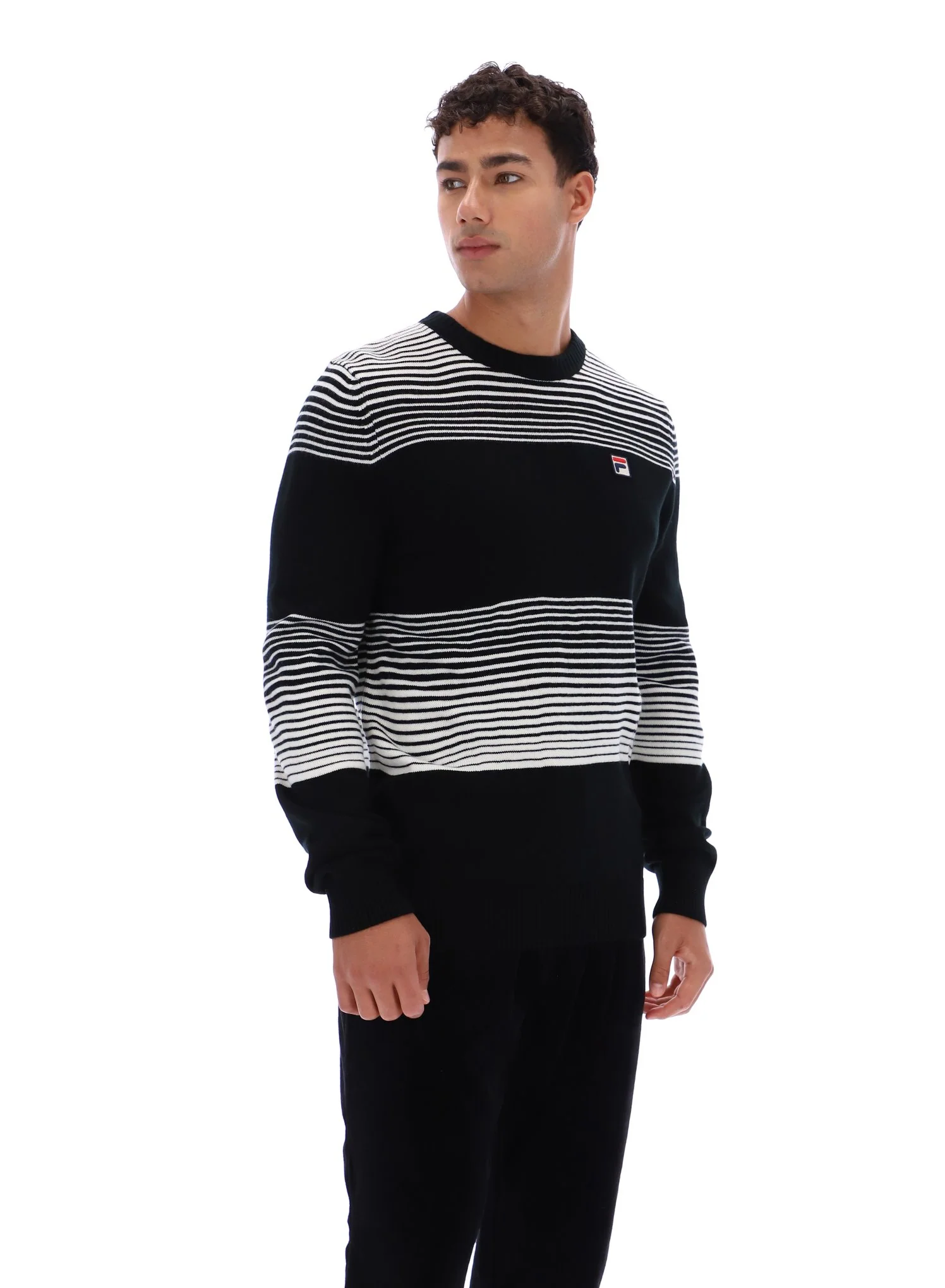 Black Connor Striped Knit Crew Neck - Image 6
