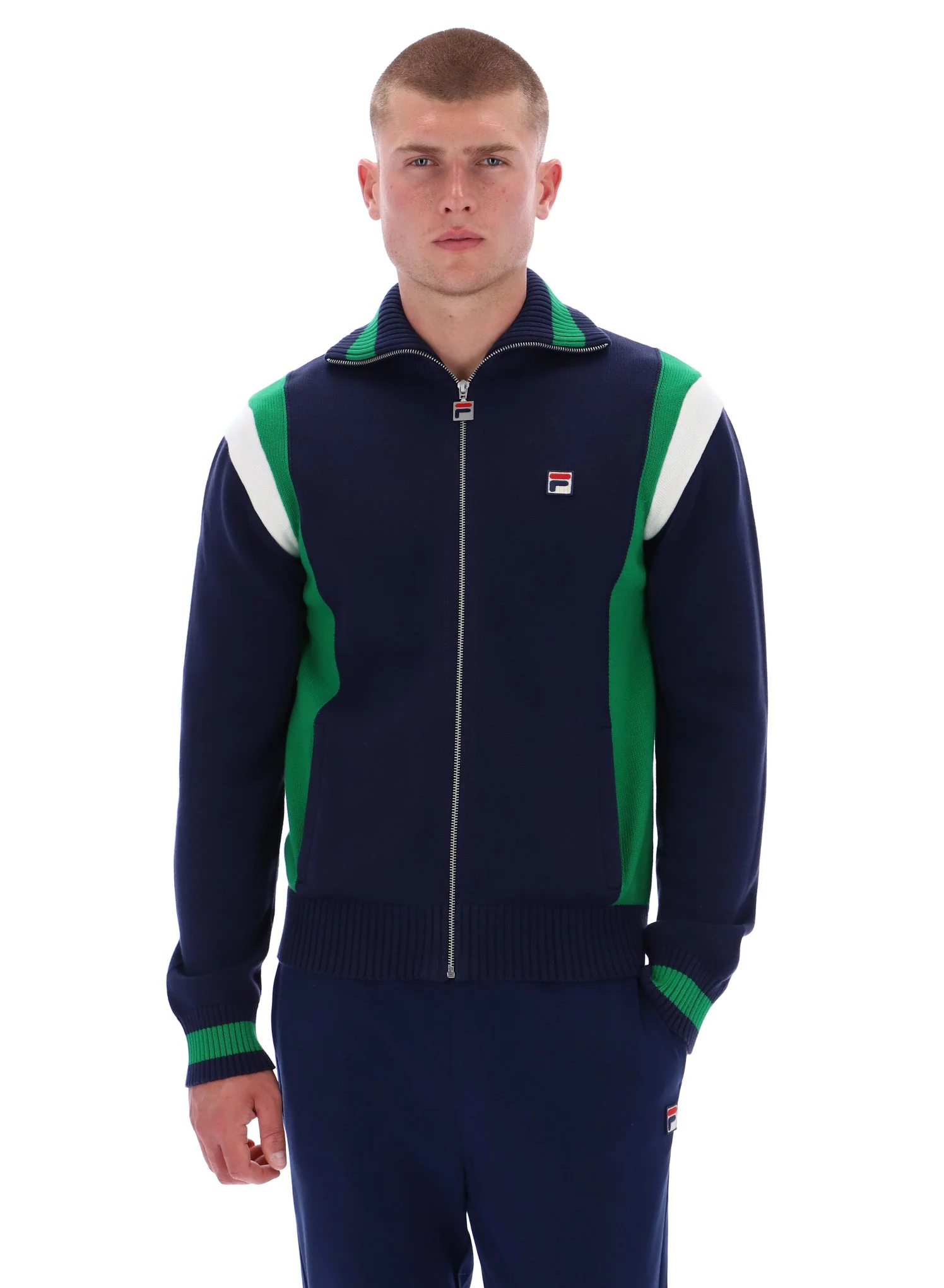 Fila Navy Cortez Colourblocked Knitted Track Top