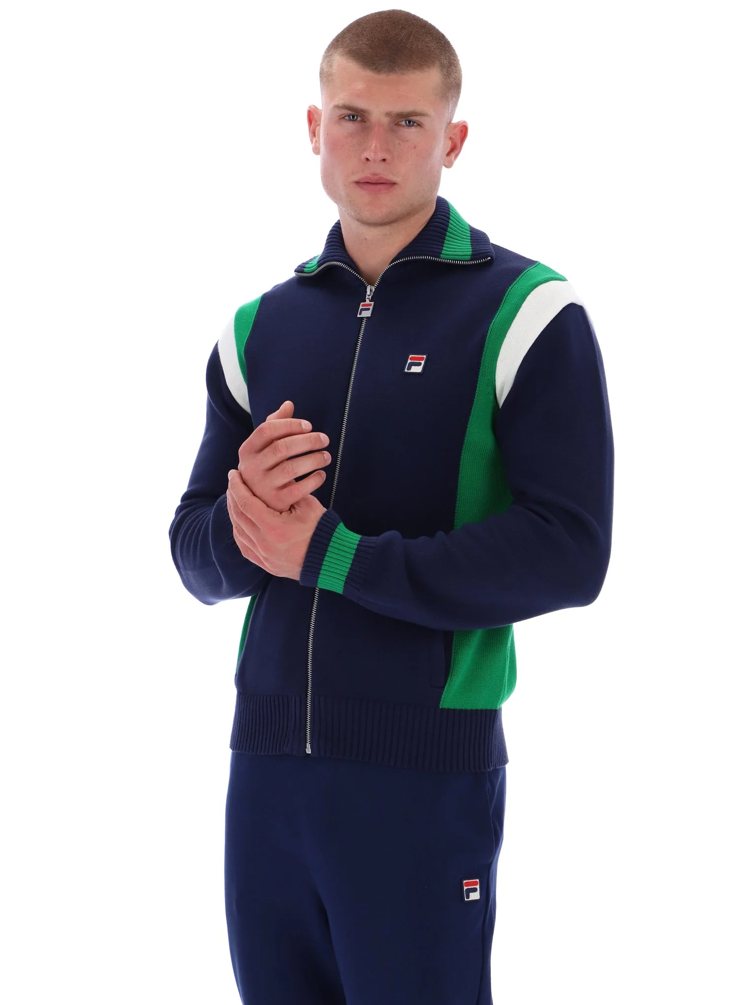 Fila Navy Cortez Colourblocked Knitted Track Top - Image 2