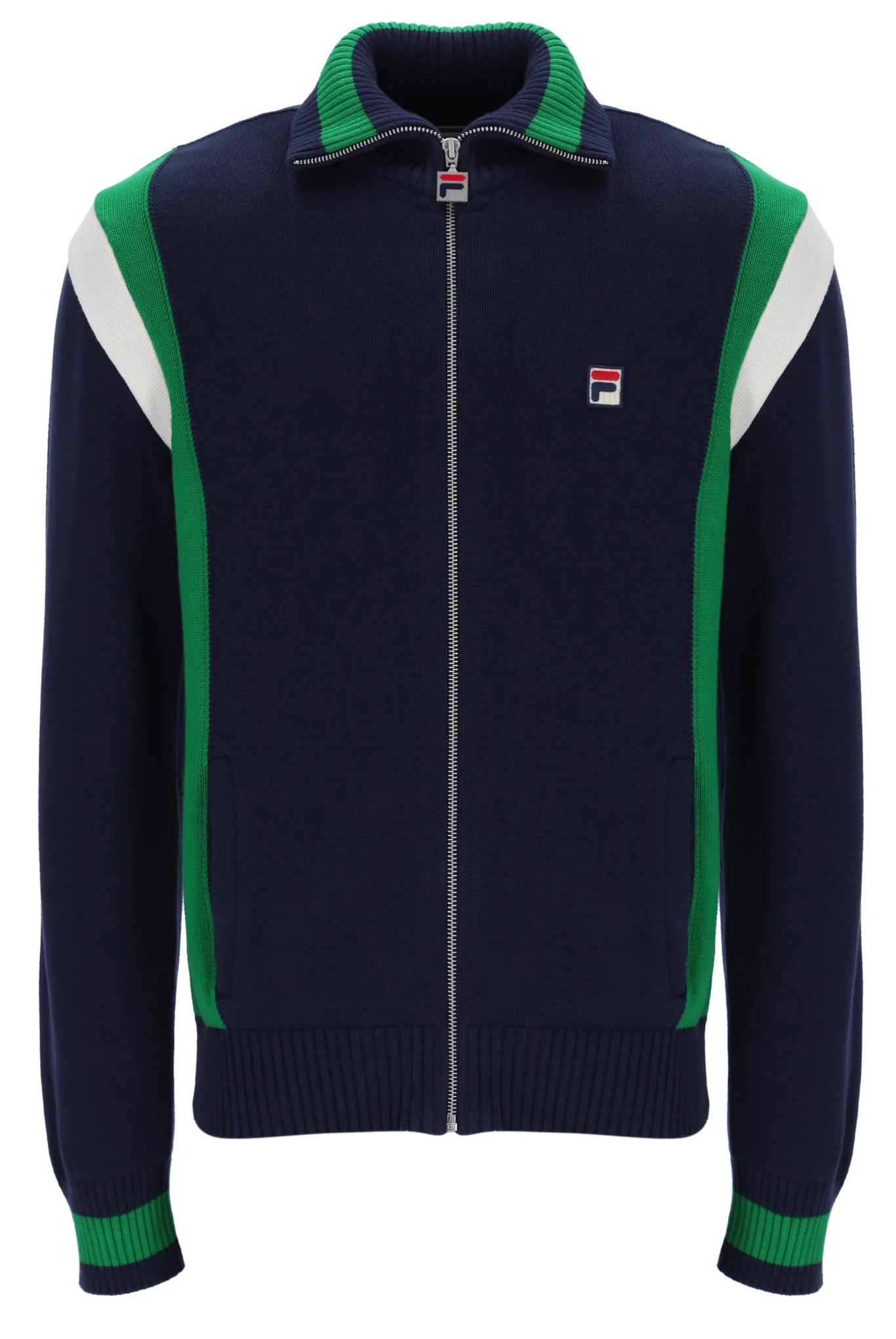 Fila Navy Cortez Colourblocked Knitted Track Top - Image 7