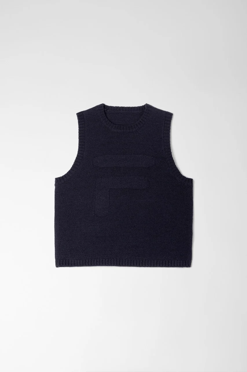 Midnight Blue Cropped Knit Vest