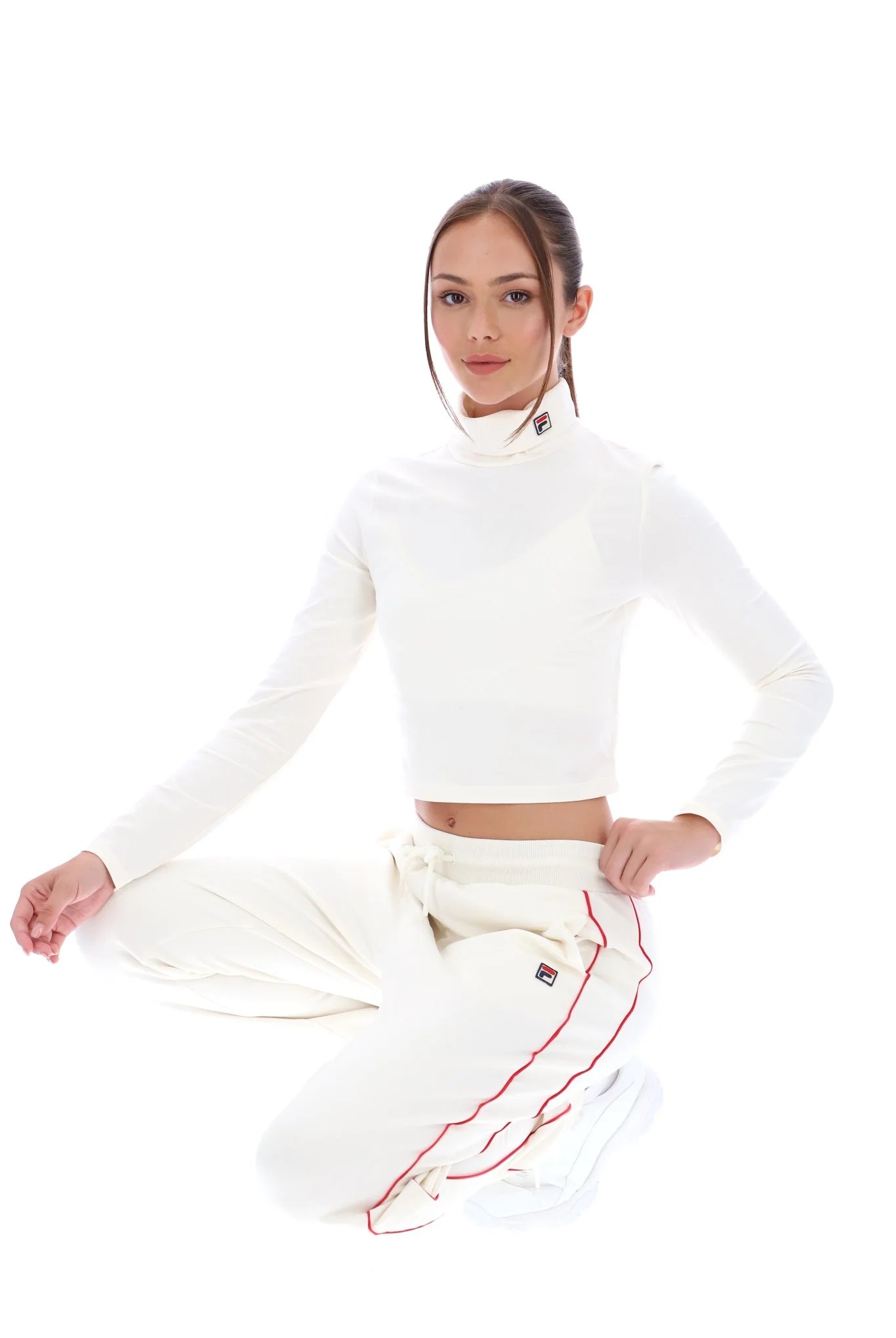 Cream Heidi Cropped Roll Neck Top - Image 2