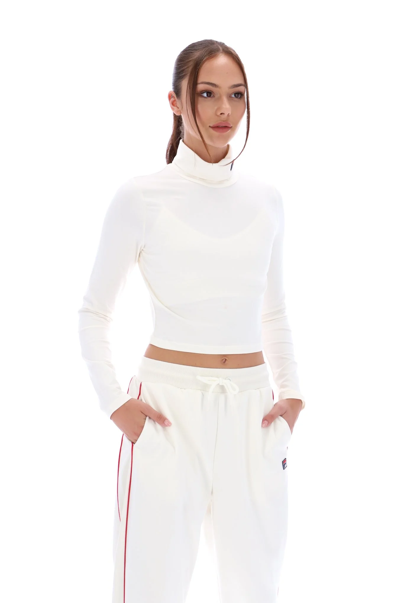 Cream Heidi Cropped Roll Neck Top - Image 5