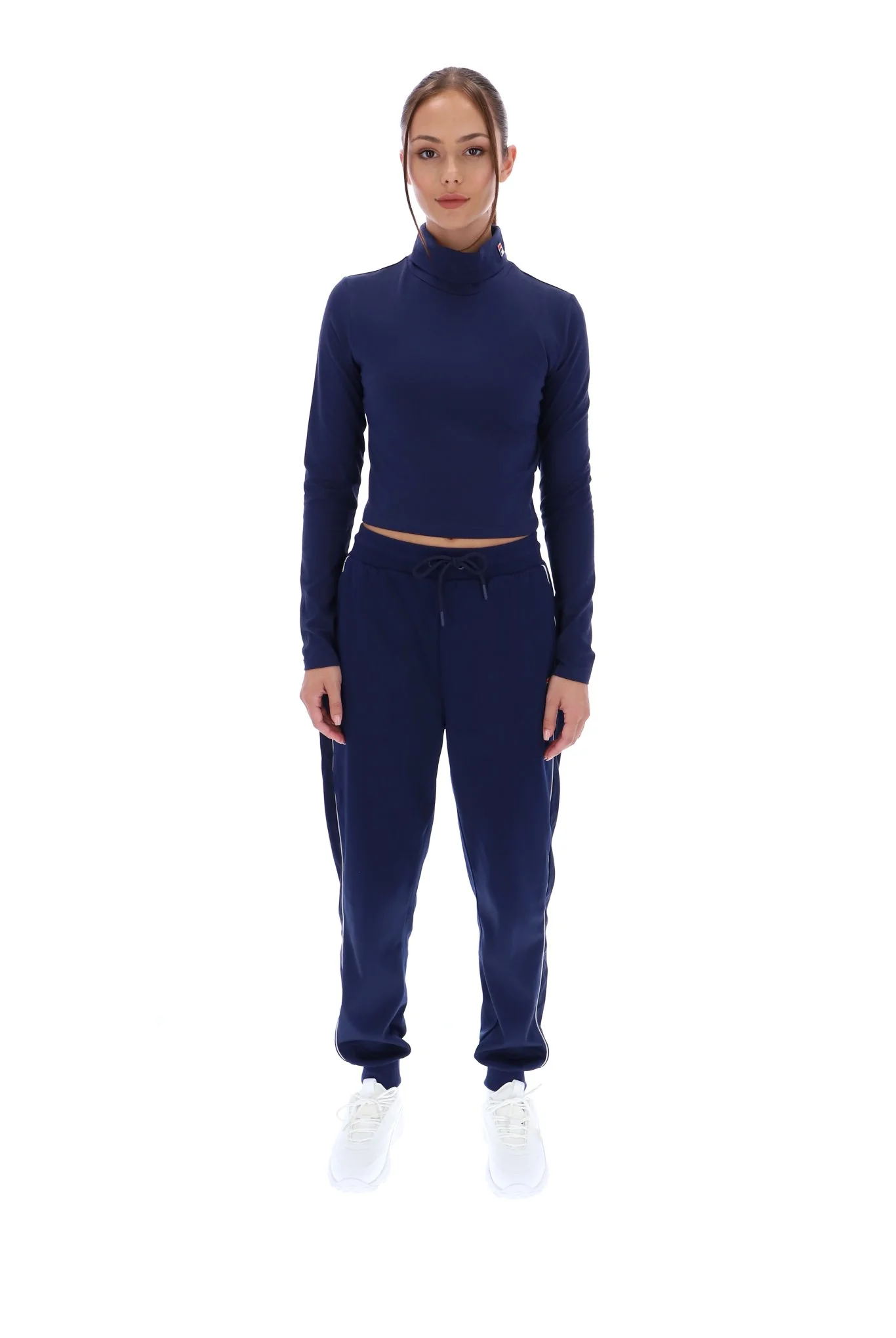 Navy Heidi Cropped Roll Neck Top - Image 3