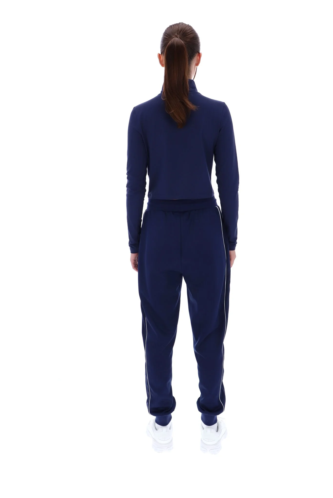 Navy Heidi Cropped Roll Neck Top - Image 5