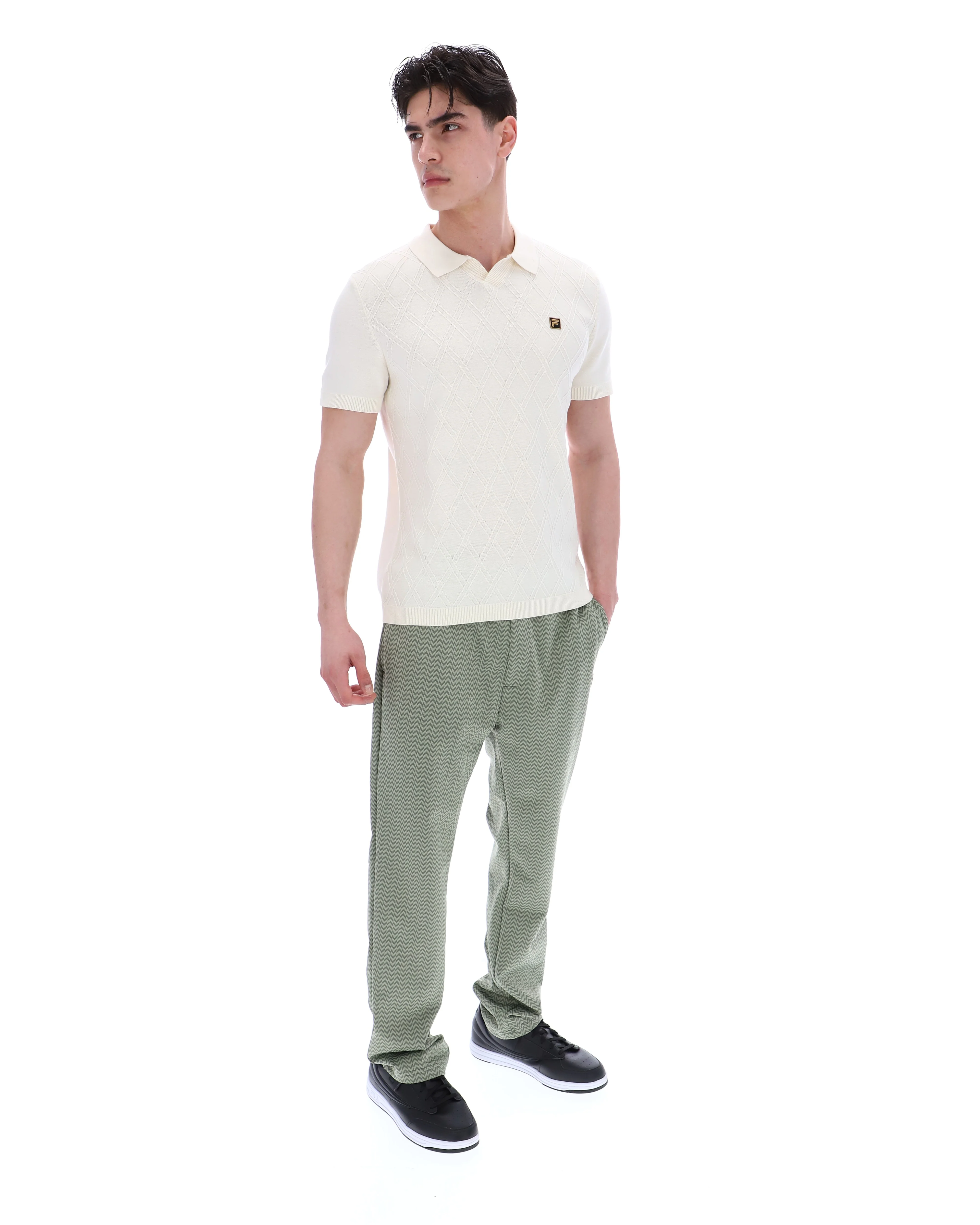 Coconut Milk Denny Diamond Knit Open Collar Polo - Image 3