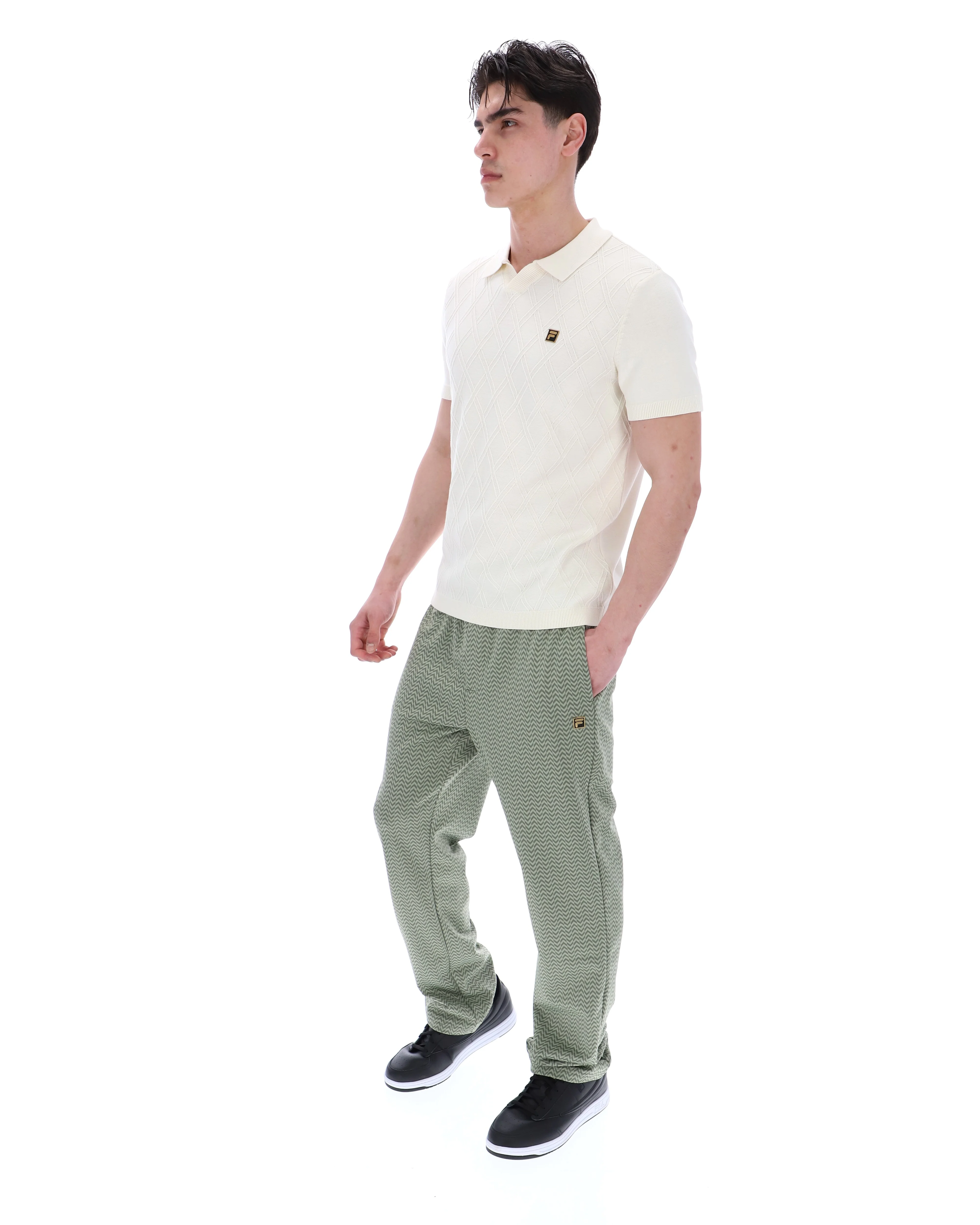 Coconut Milk Denny Diamond Knit Open Collar Polo - Image 5