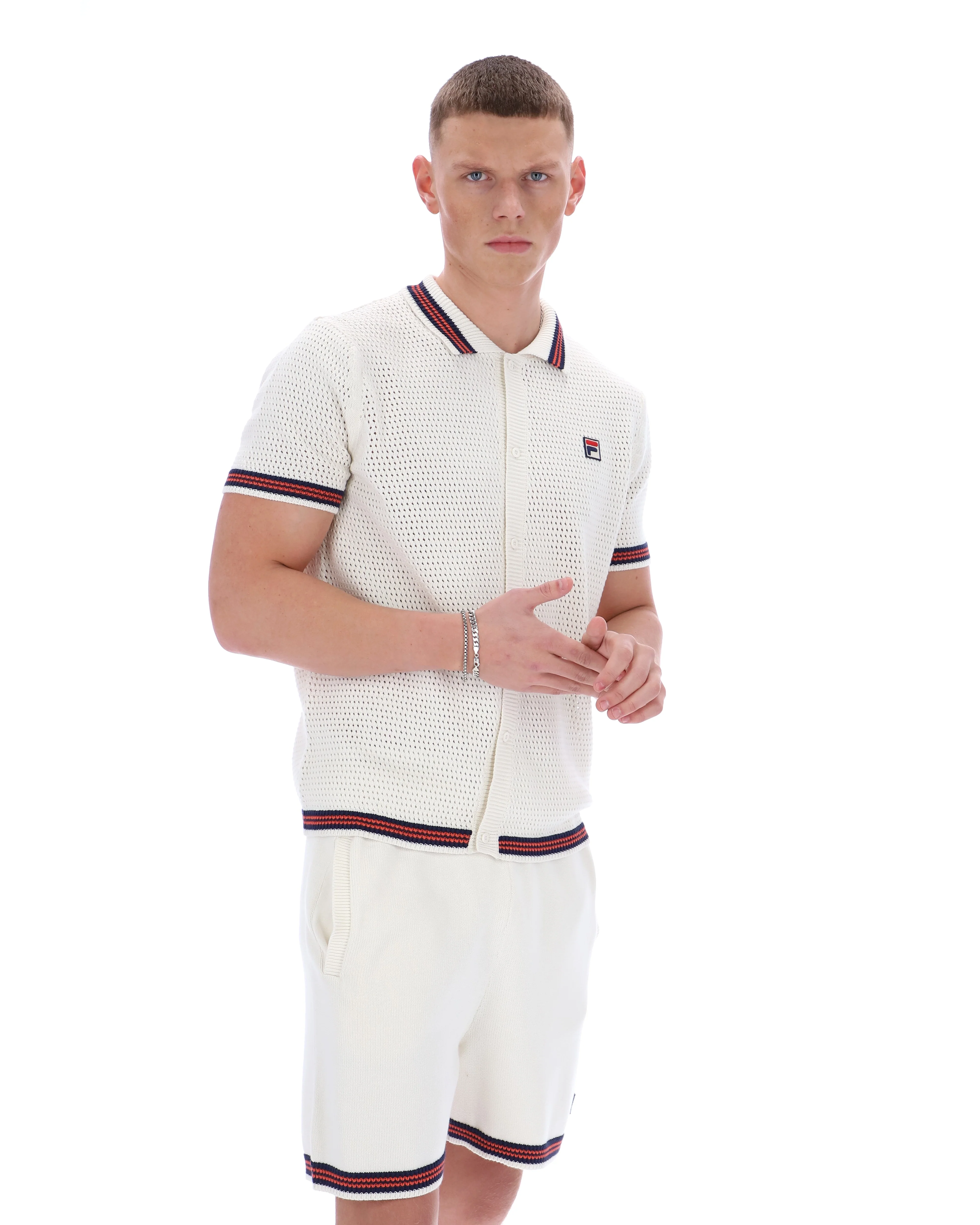 Gardenia Domenico Crochet Knitted Shirt with Contrast Tipping - Image 4