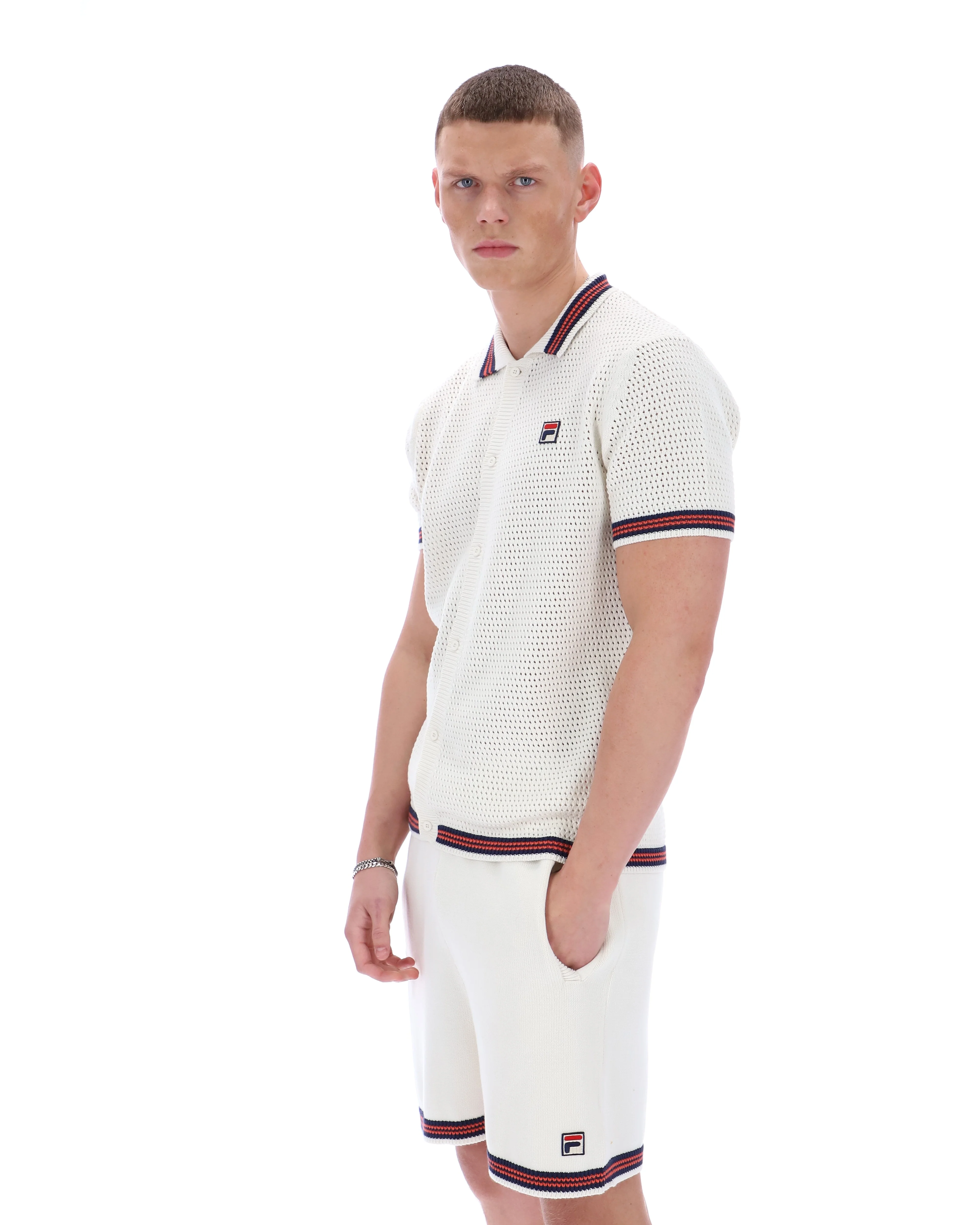Gardenia Domenico Crochet Knitted Shirt with Contrast Tipping - Image 7