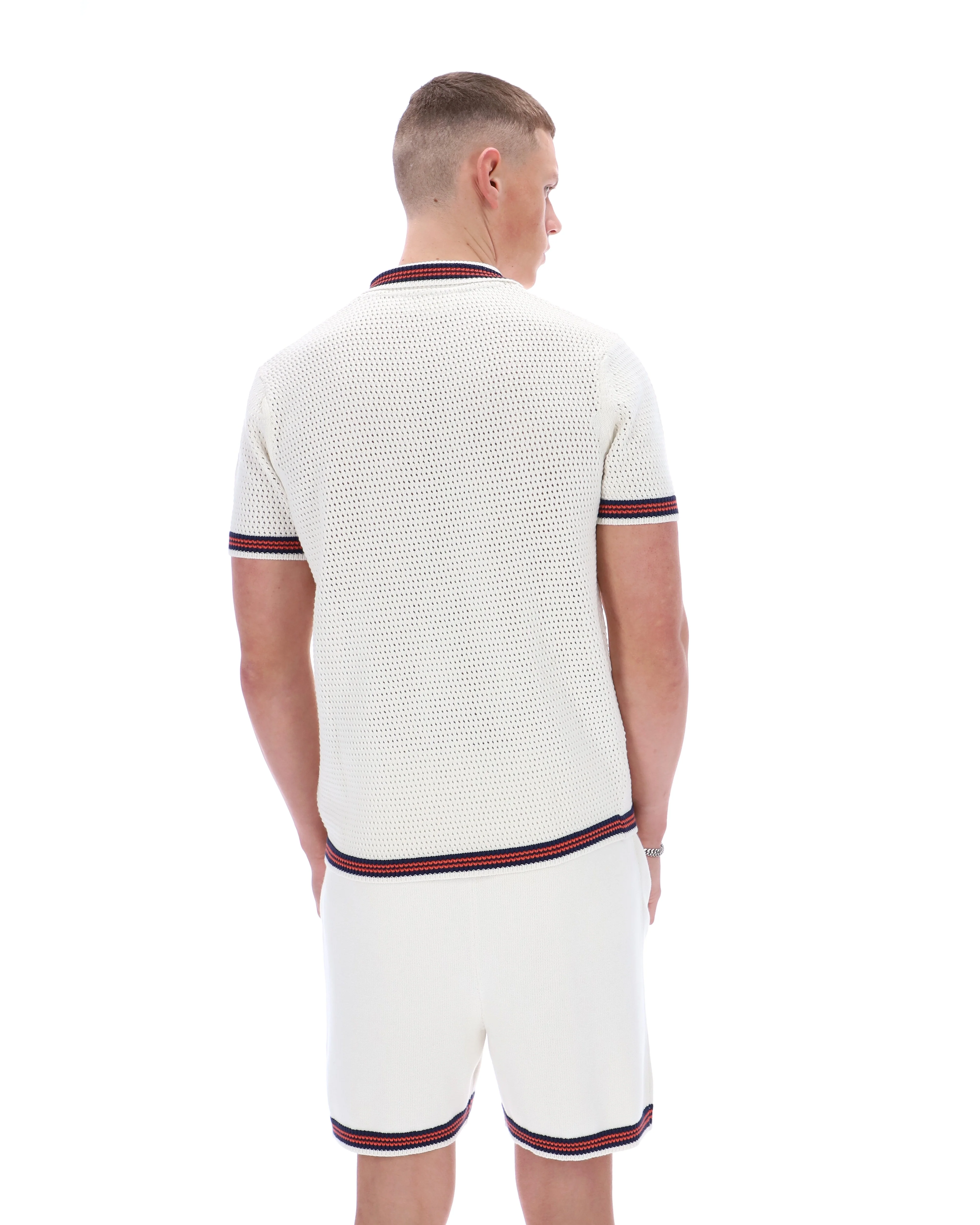 Gardenia Domenico Crochet Knitted Shirt with Contrast Tipping - Image 8