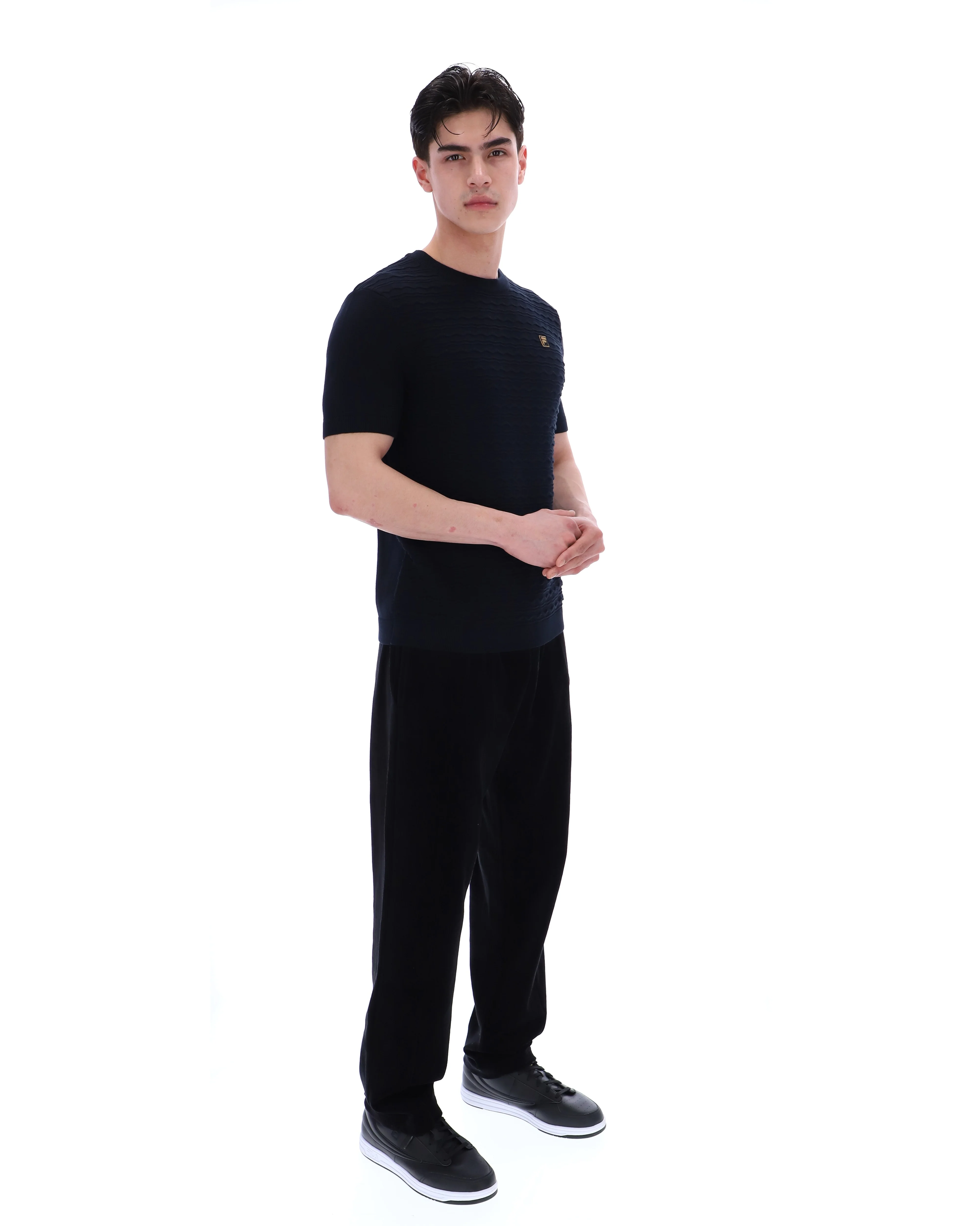 Black Don Textured Knitted T-Shirt - Image 3