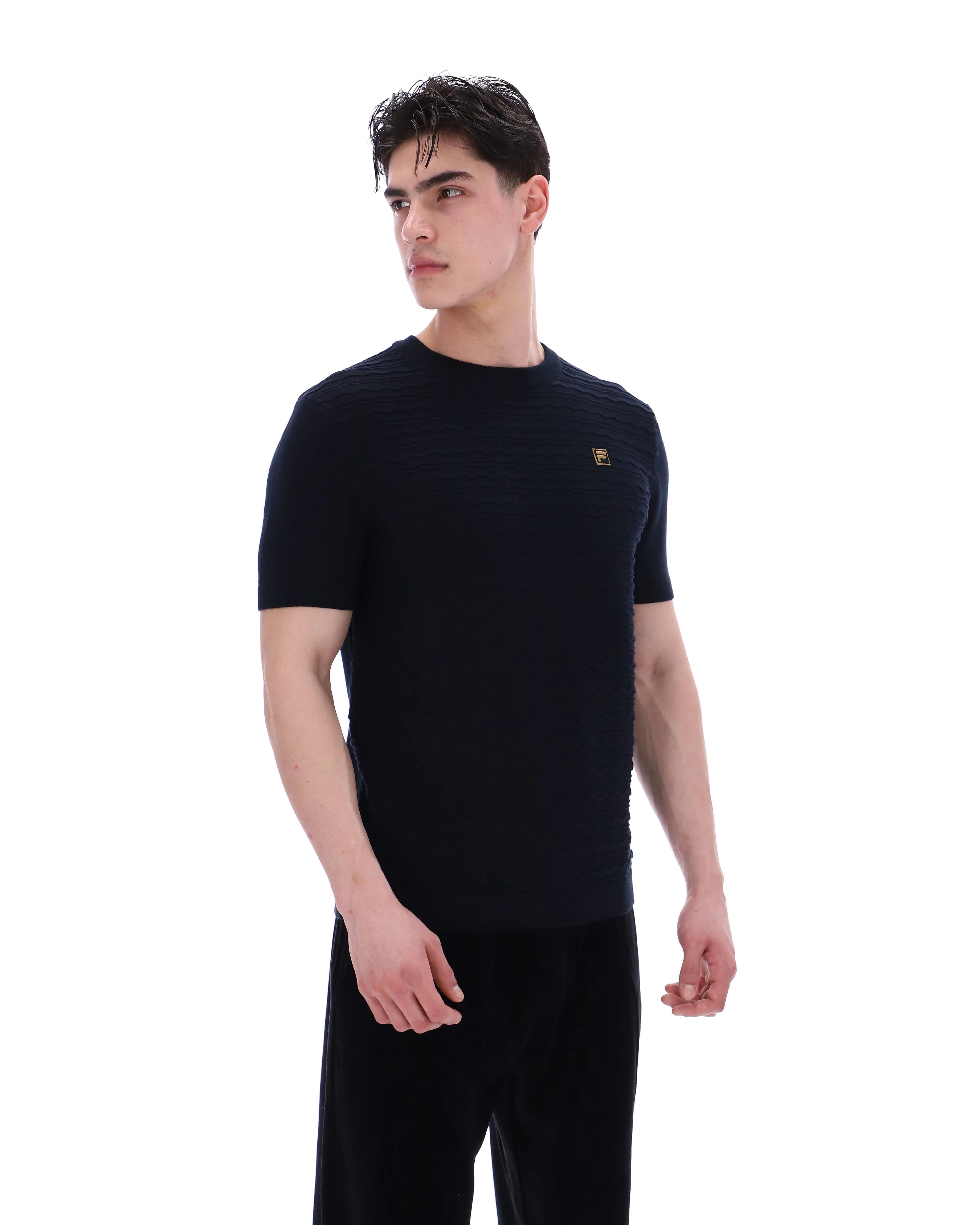 Black Don Textured Knitted T-Shirt - Image 6