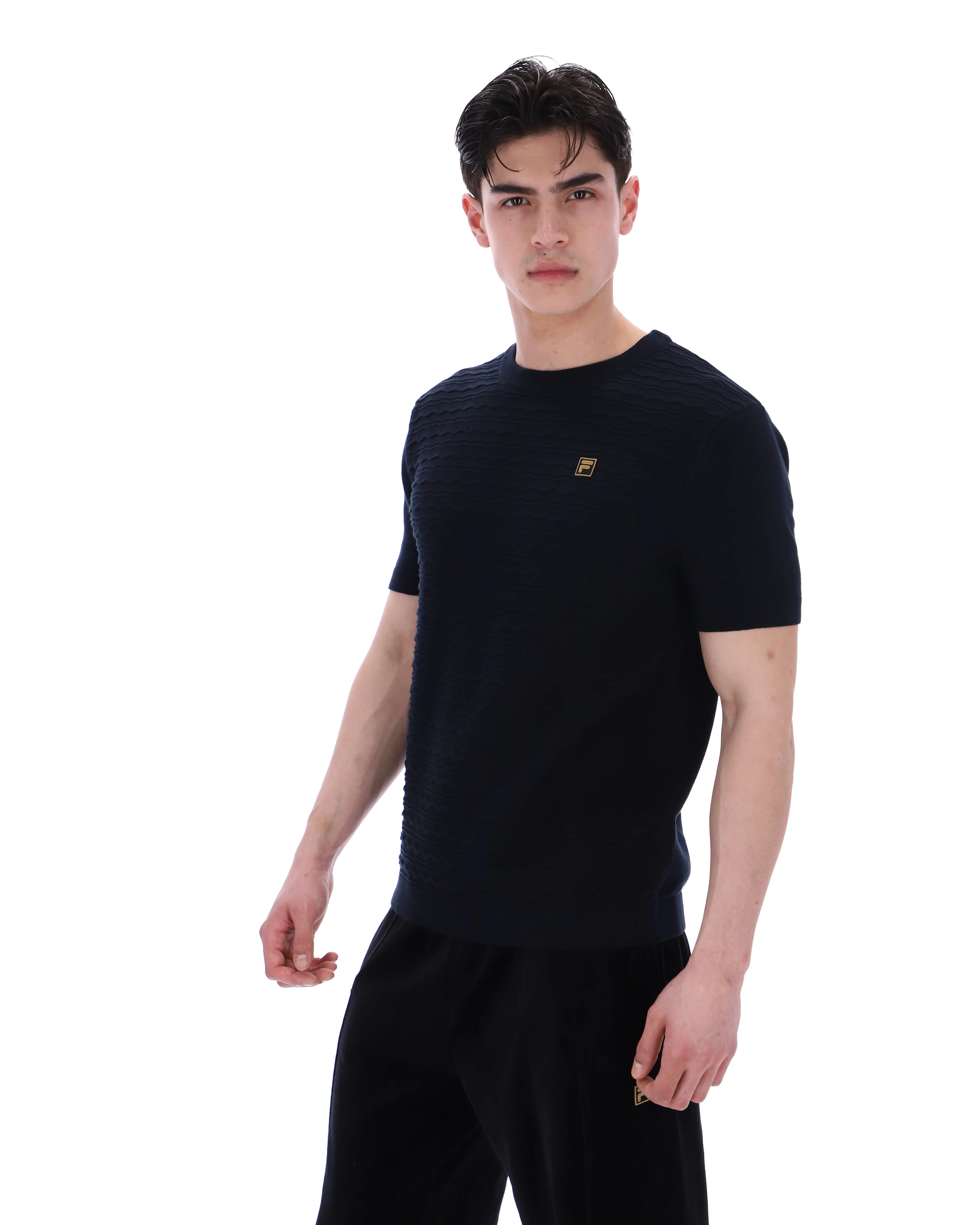 Black Don Textured Knitted T-Shirt - Image 7