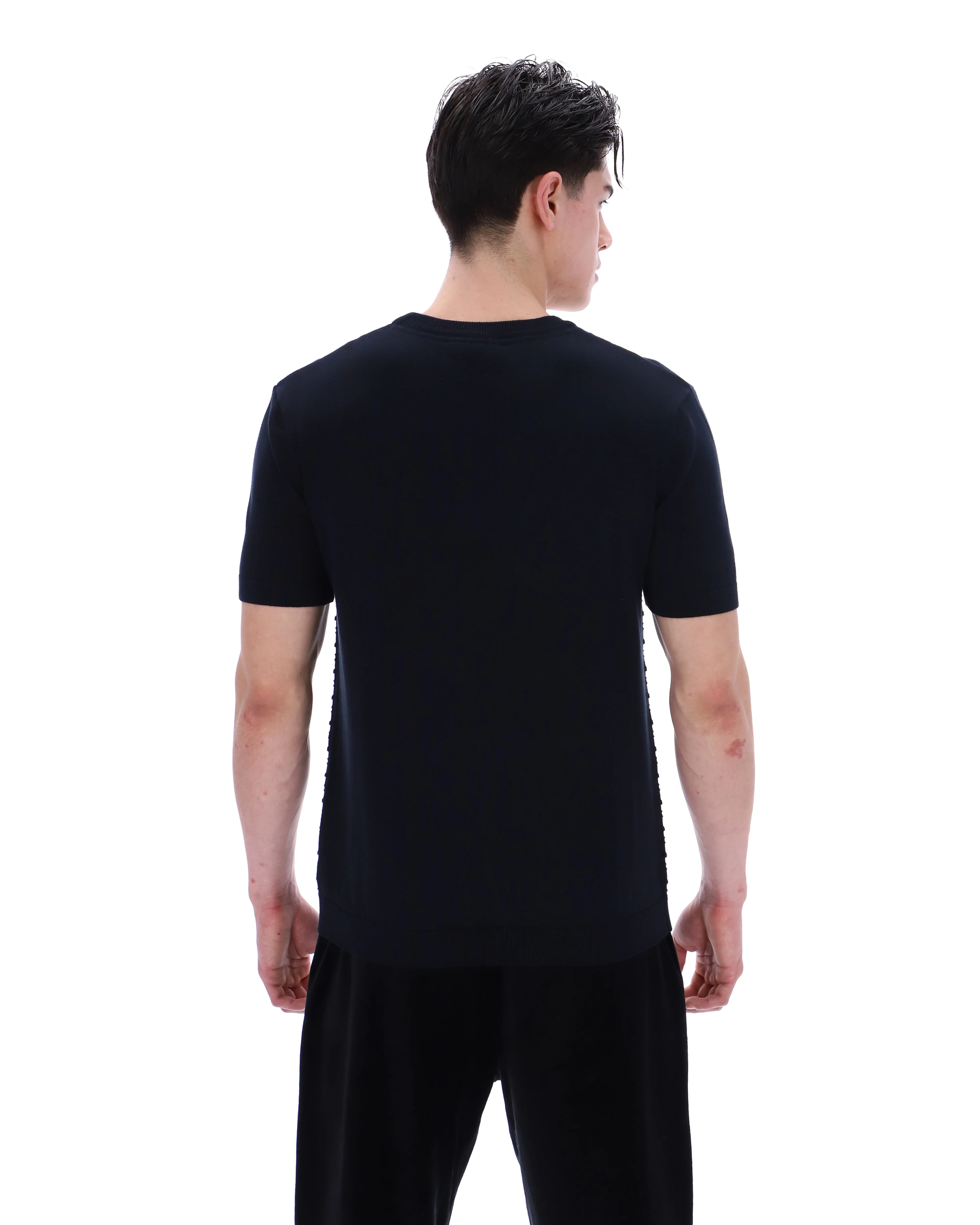 Black Don Textured Knitted T-Shirt - Image 8
