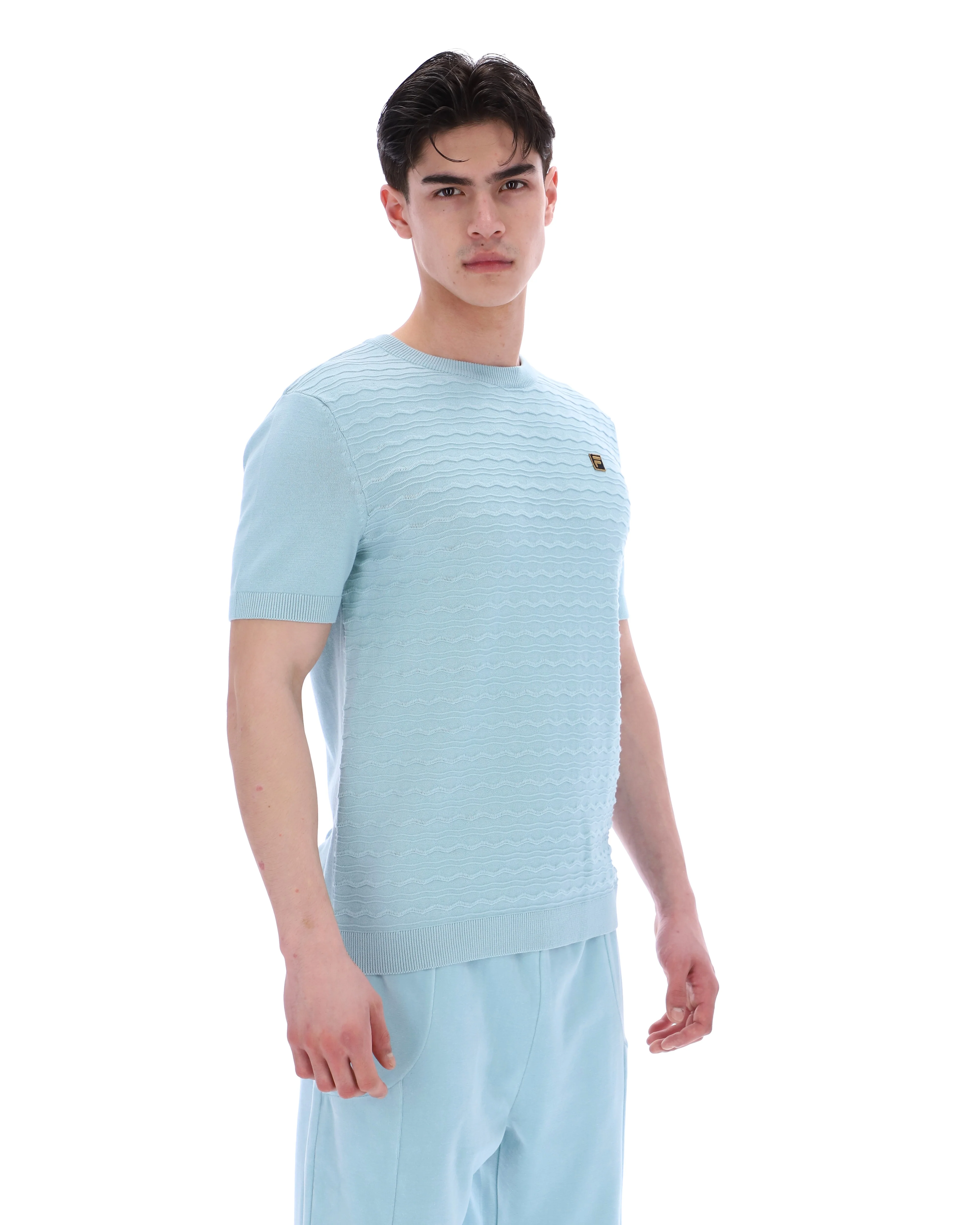 Sterling Blue Don Textured Knitted T-Shirt - Image 3