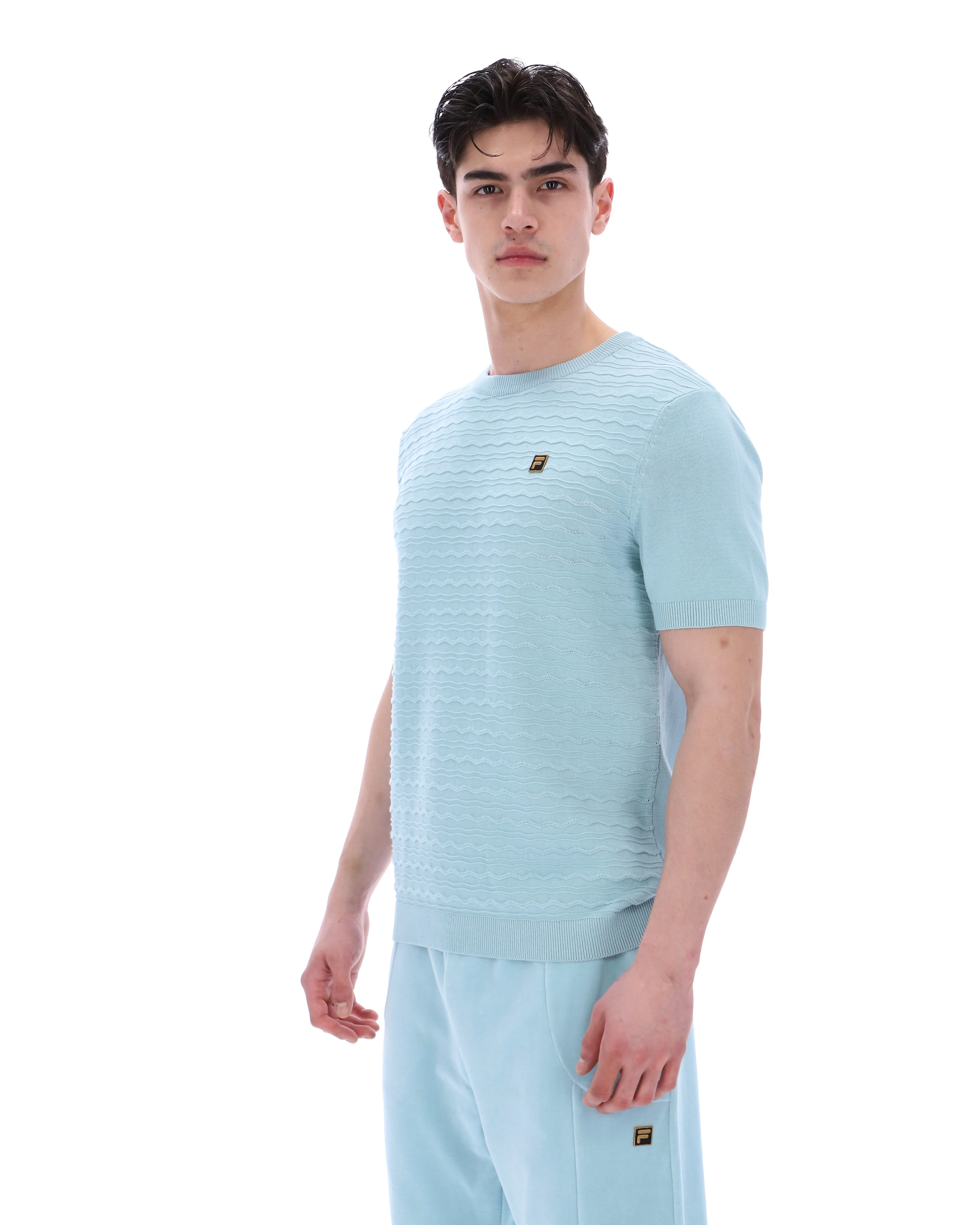 Sterling Blue Don Textured Knitted T-Shirt - Image 5